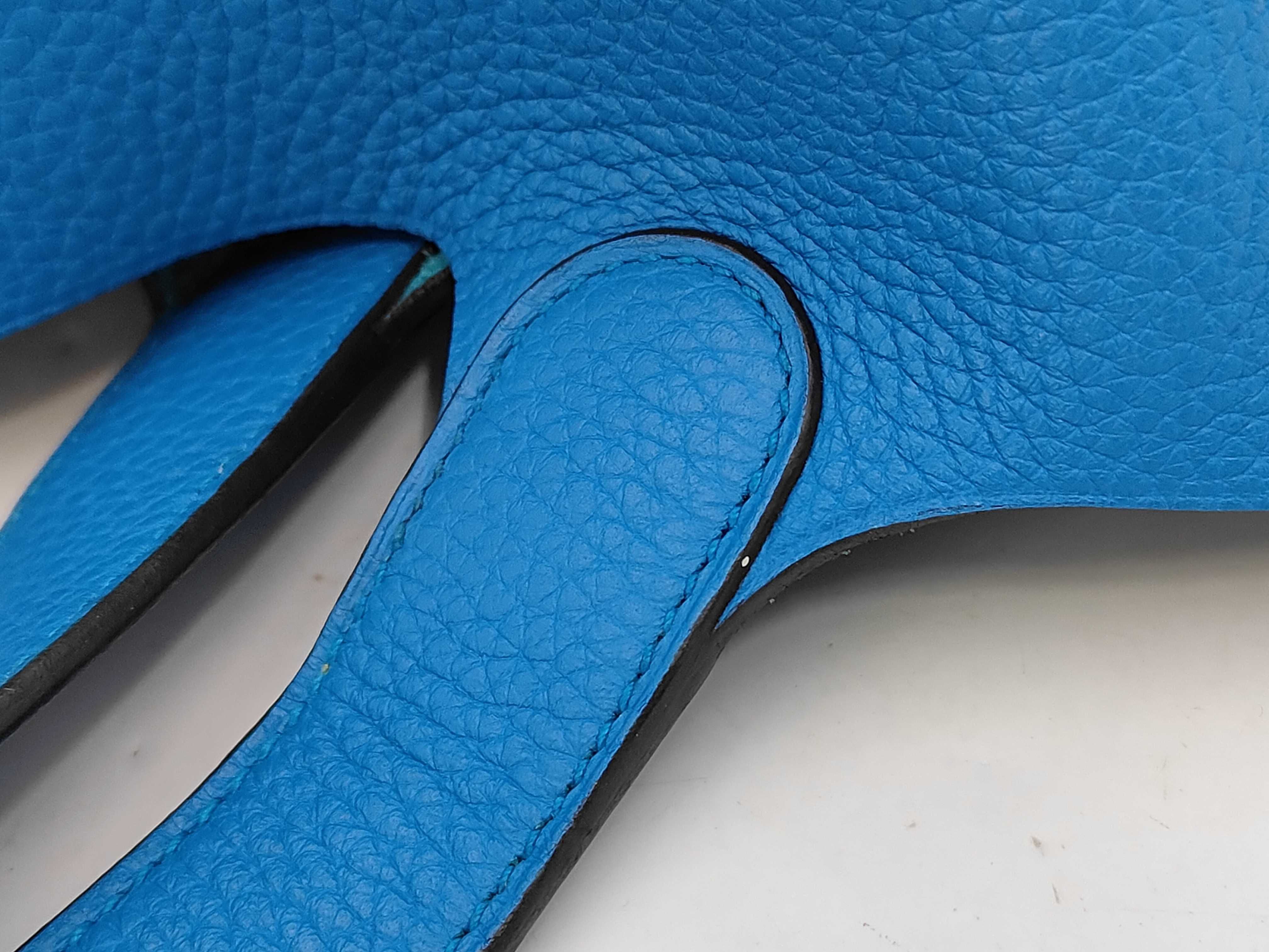 Picotin Taurillon Leather Handbag, Blue Tones, Silver Hardware, X Stamp — view 4