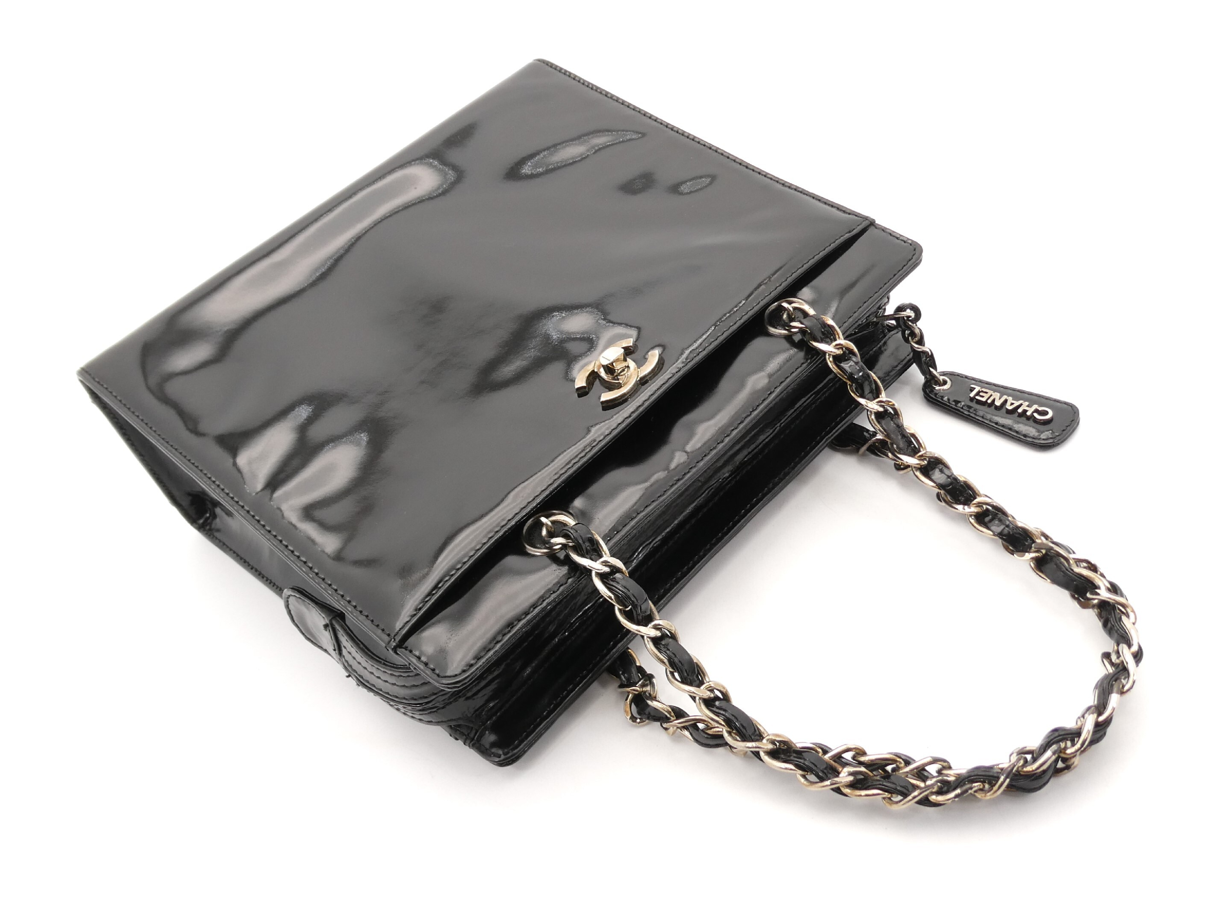 Coco Mark Enamel Chain Tote Bag — view 6