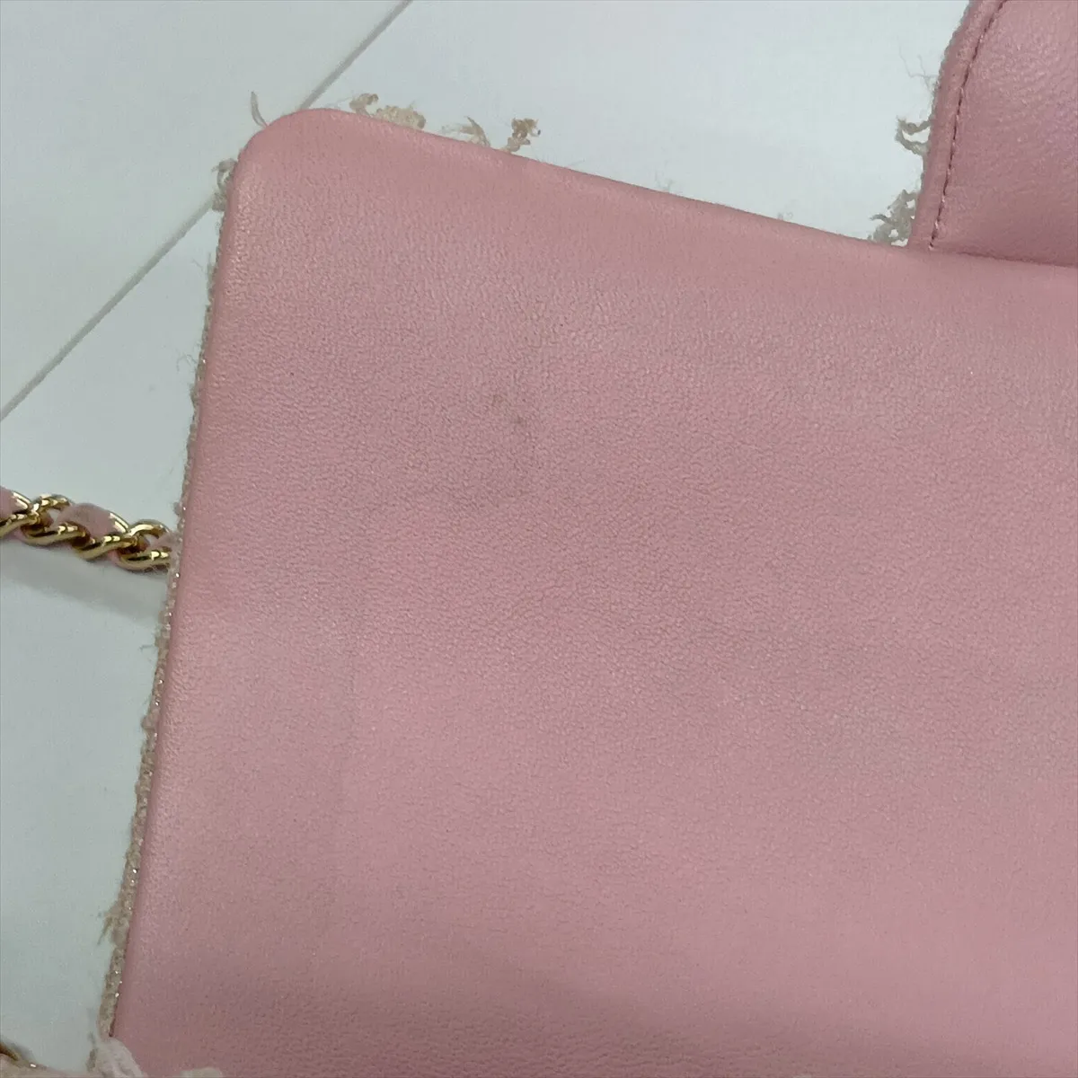 Matelassé Tweed 2-Way Handbag, Top Handle, Pink, Gold Hardware, T04P2211, Random Plate — view 14