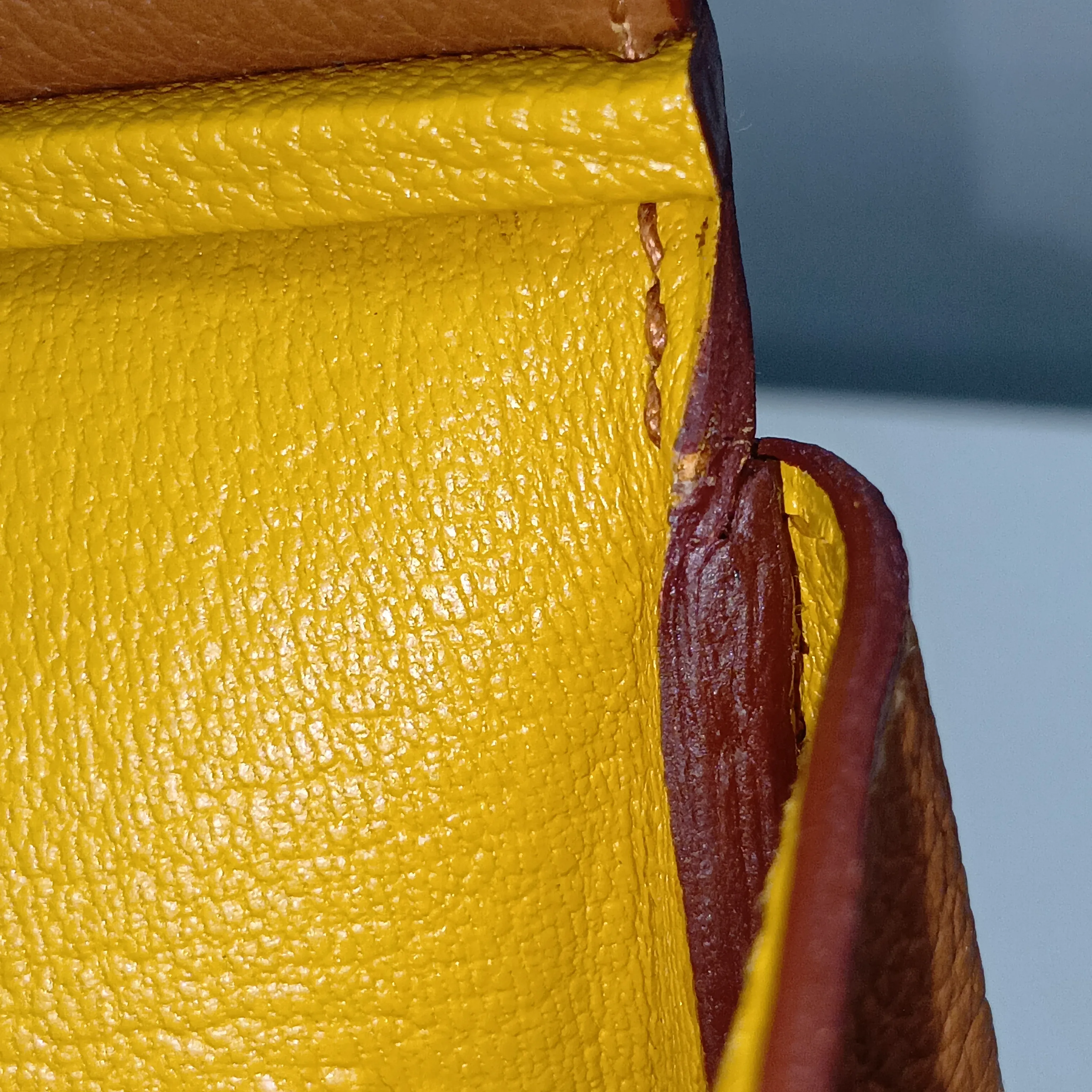 [Individually packaged] Hermes Birkin 30 Retournée Officer Togo x Veau Swift Gold x Jaune Ambre Silver Hardware C: 2018 — view 12