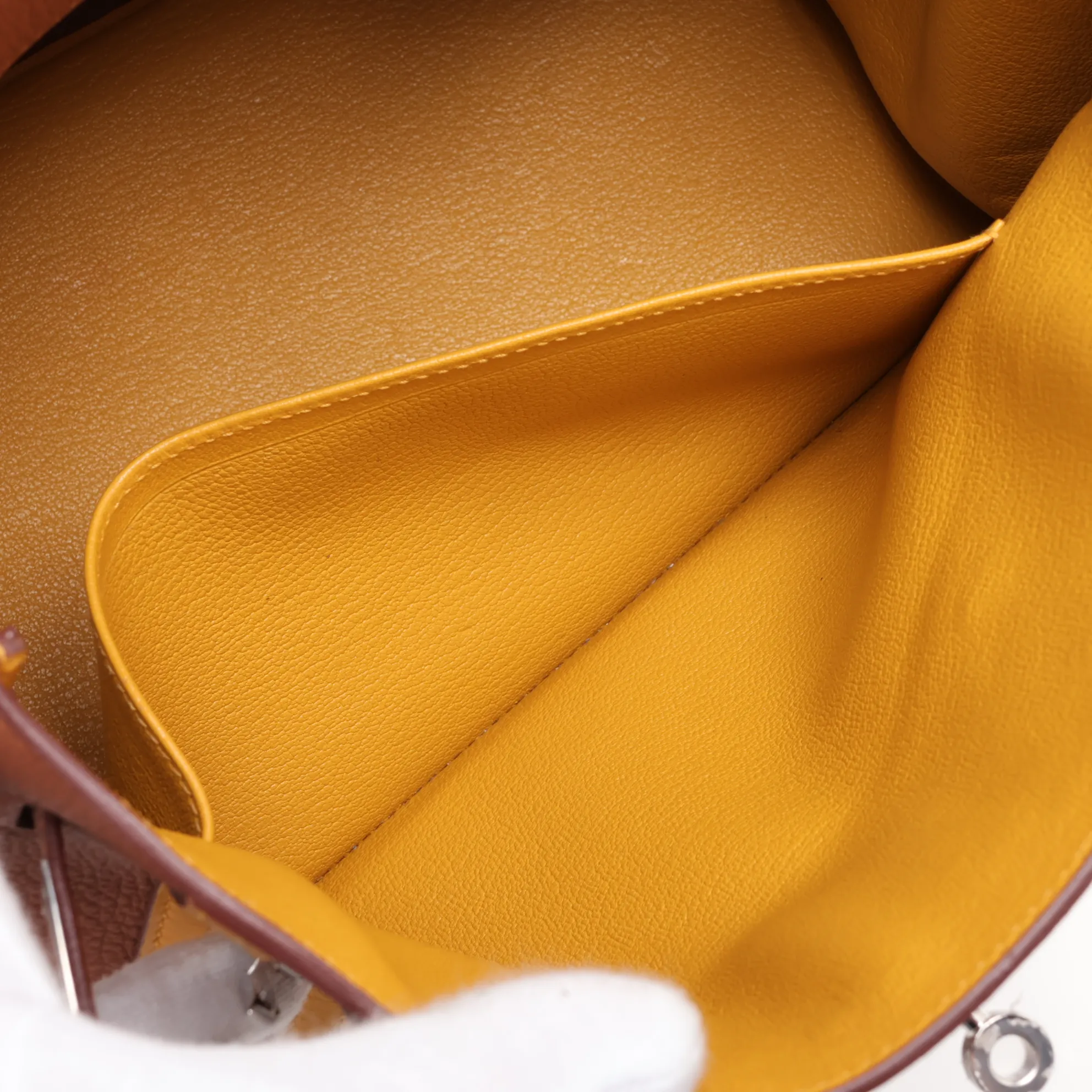 [Individually packaged] Hermes Birkin 30 Retournée Officer Togo x Veau Swift Gold x Jaune Ambre Silver Hardware C: 2018 — view 8
