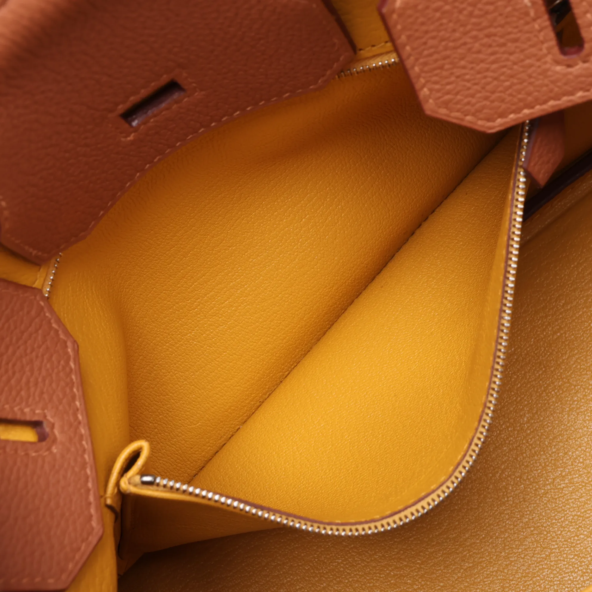 [Individually packaged] Hermes Birkin 30 Retournée Officer Togo x Veau Swift Gold x Jaune Ambre Silver Hardware C: 2018 — view 9