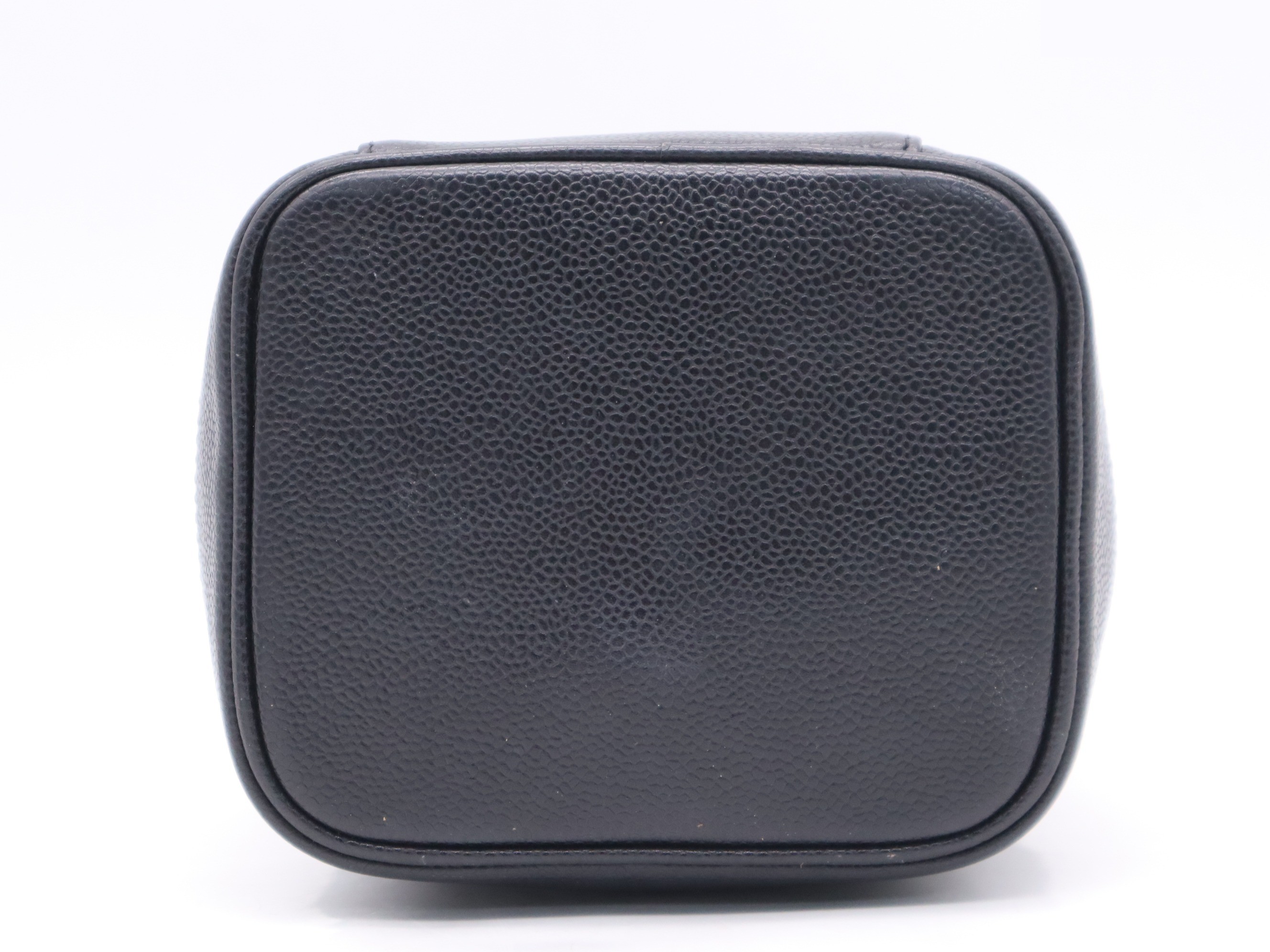 Caviar leather vanity bag with Coco Mark logo, black, gold hardware, and card holder. — view 4