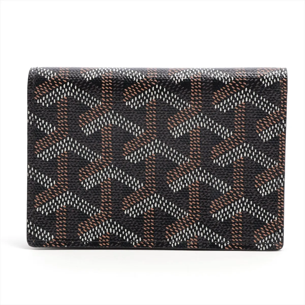 Herringbone Malesherbes PVC x Leather Card Case, Black — view 2