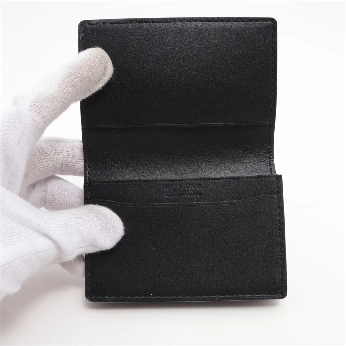 Herringbone Malesherbes PVC x Leather Card Case, Black — view 3