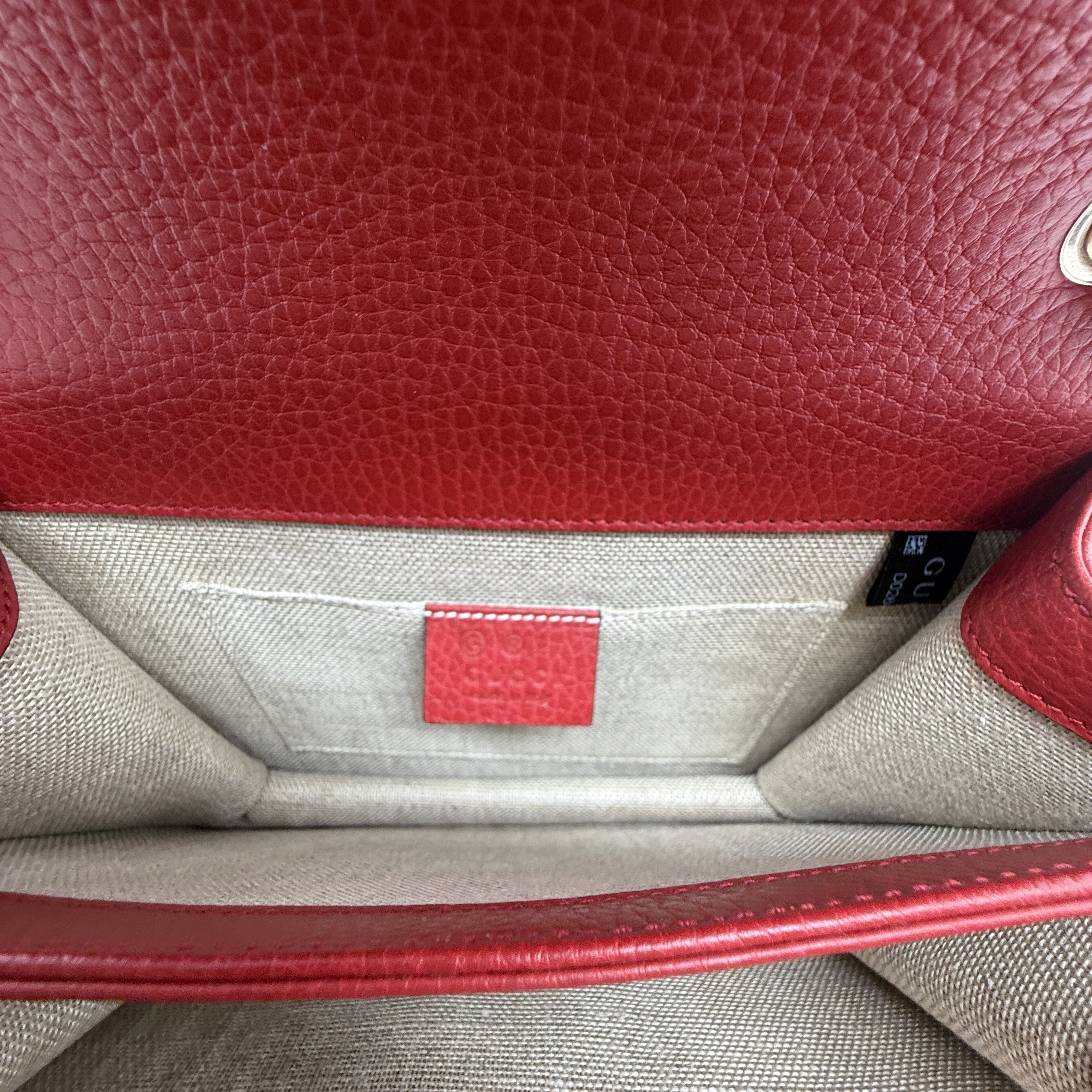 Interlocking G Leather Flap Chain Shoulder Bag, Red with Gold Hardware — view 12