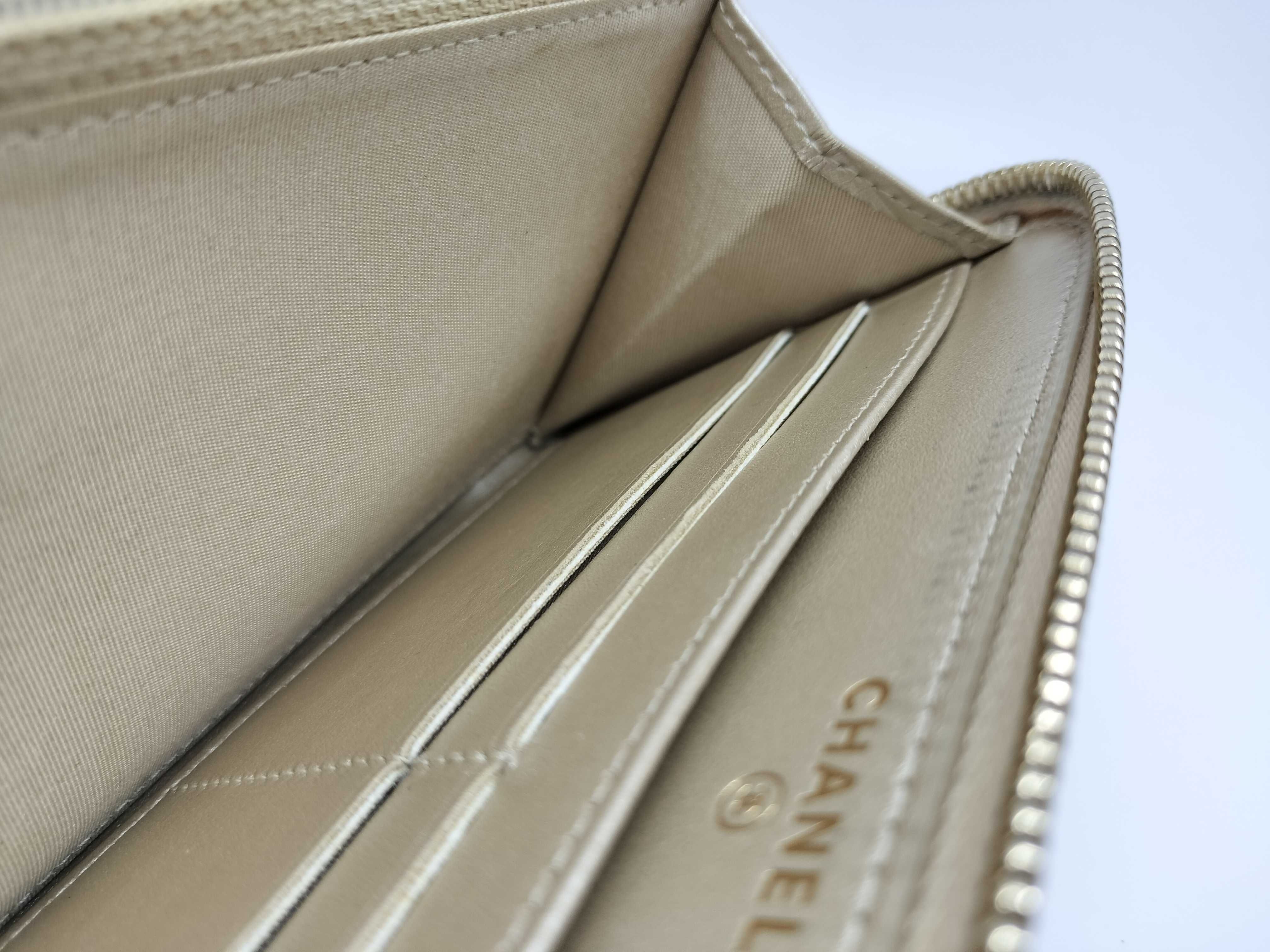 Camellia Leather Rhinestone Round Zip Long Wallet — view 12