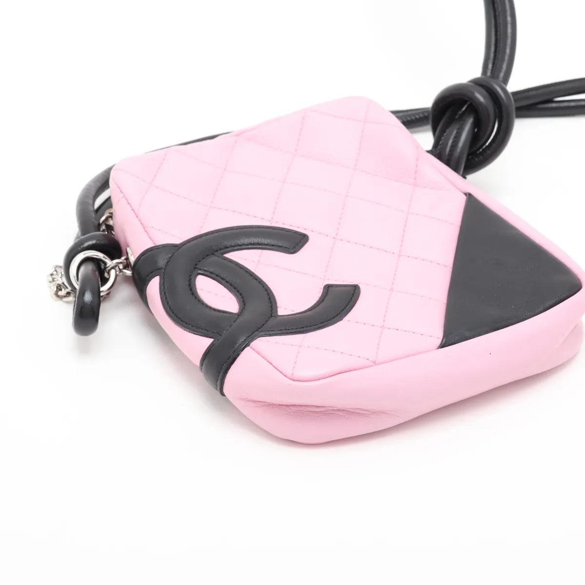Cambon Line Lambskin Shoulder Bag, Pink, Silver Hardware — view 4