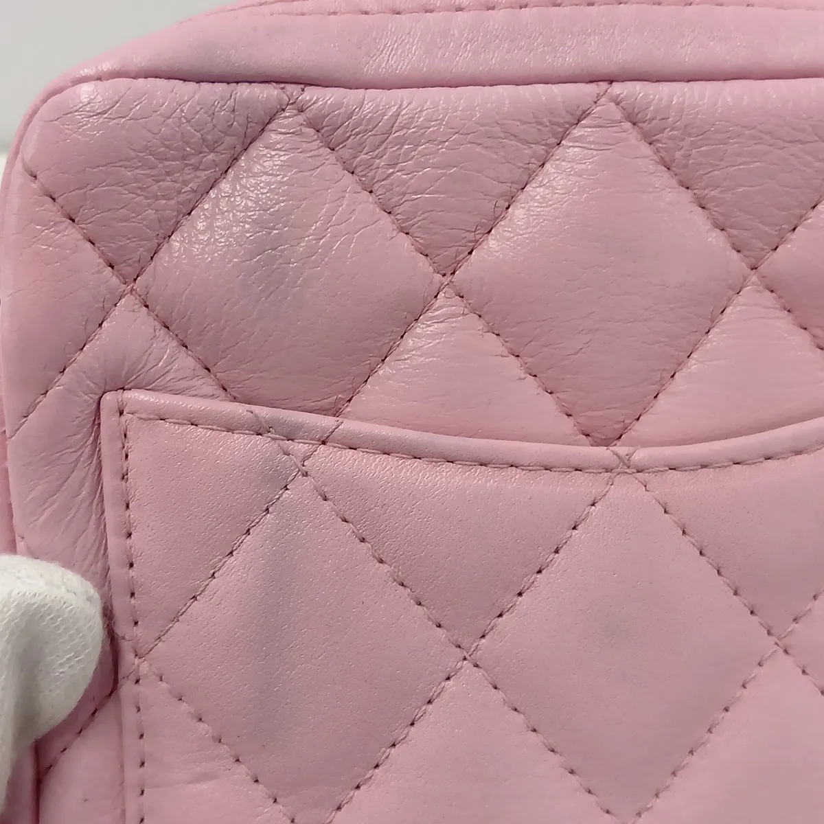 Cambon Line Lambskin Shoulder Bag, Pink, Silver Hardware — view 10