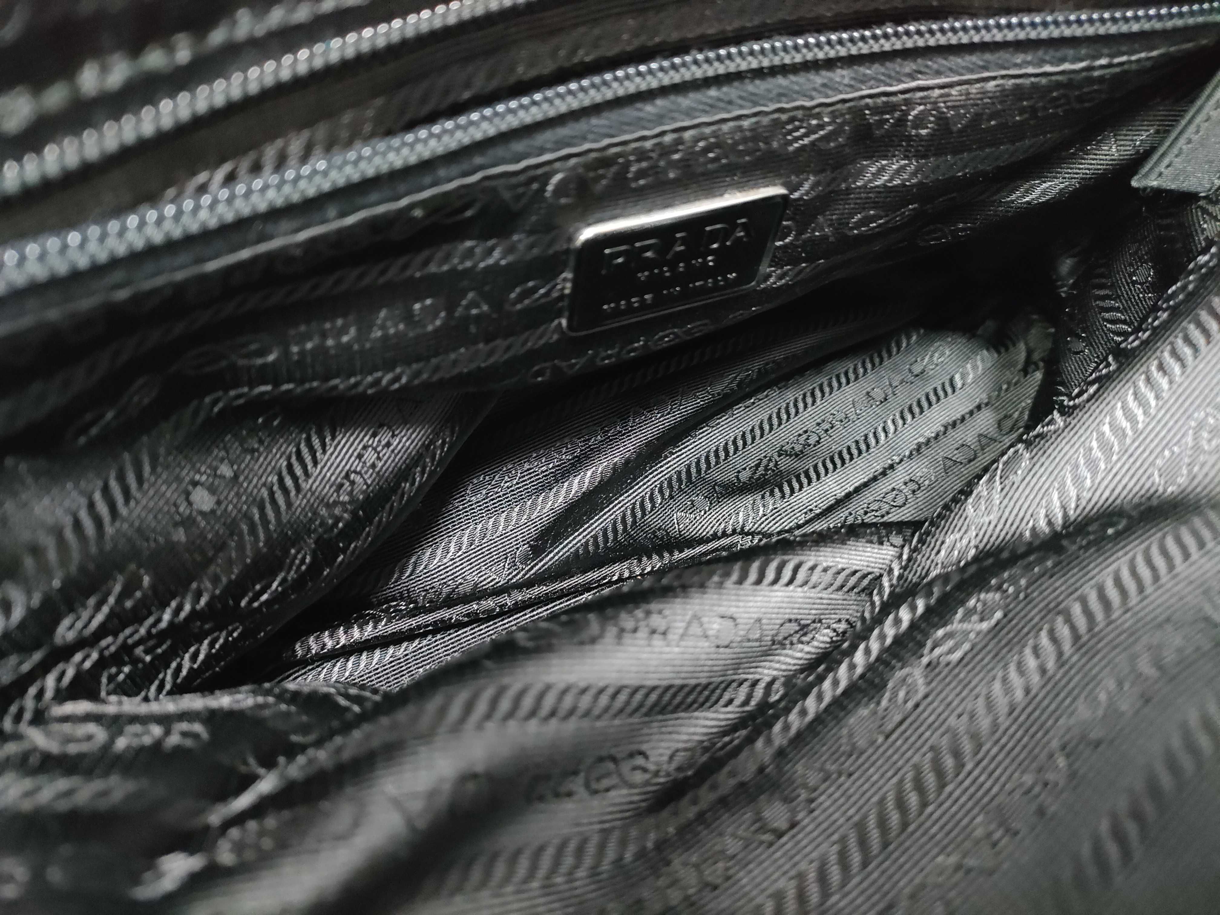 Nylon Black Tessuto Triangle Logo Mini Handbag — view 12