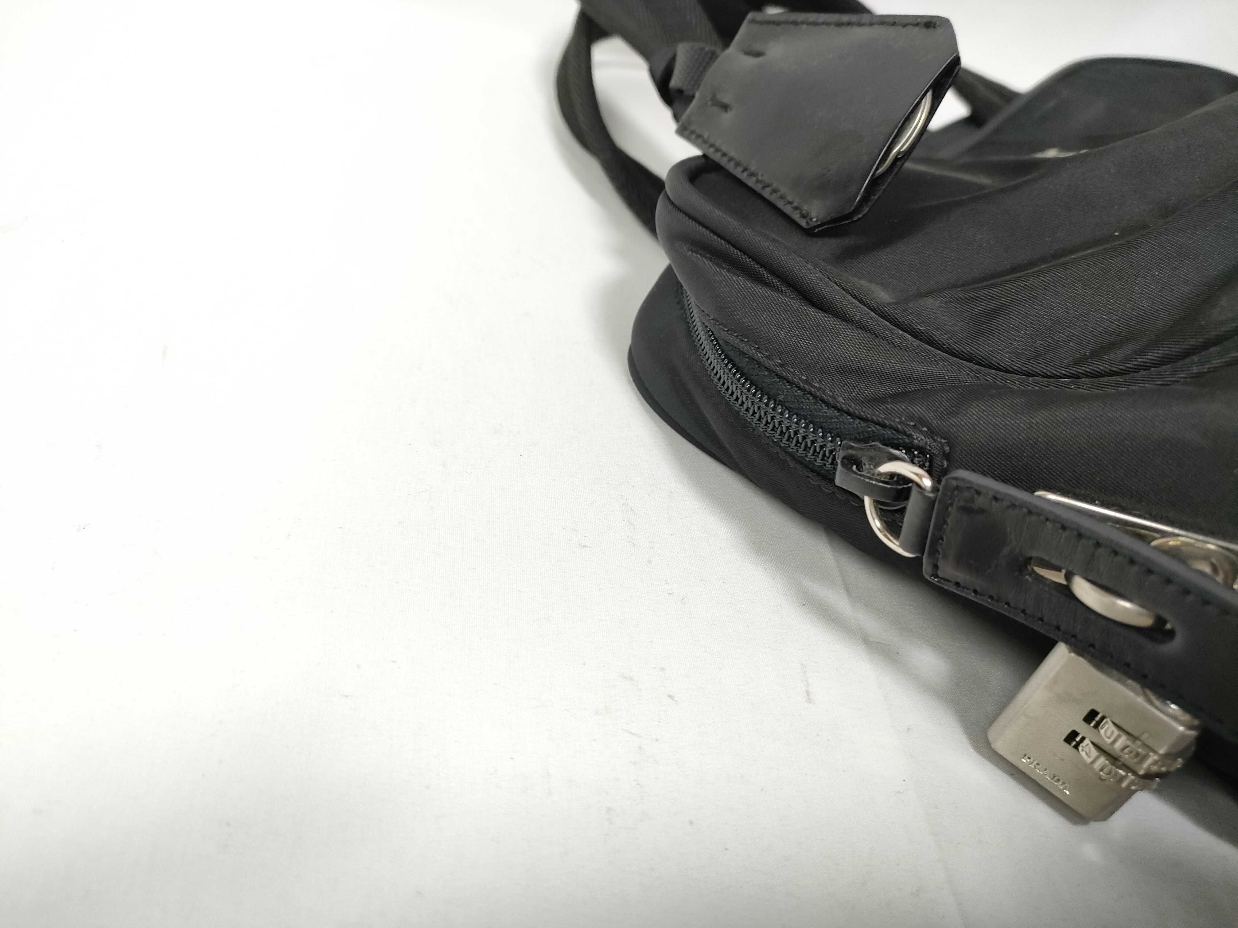 Nylon Black Tessuto Triangle Logo Mini Handbag — view 6