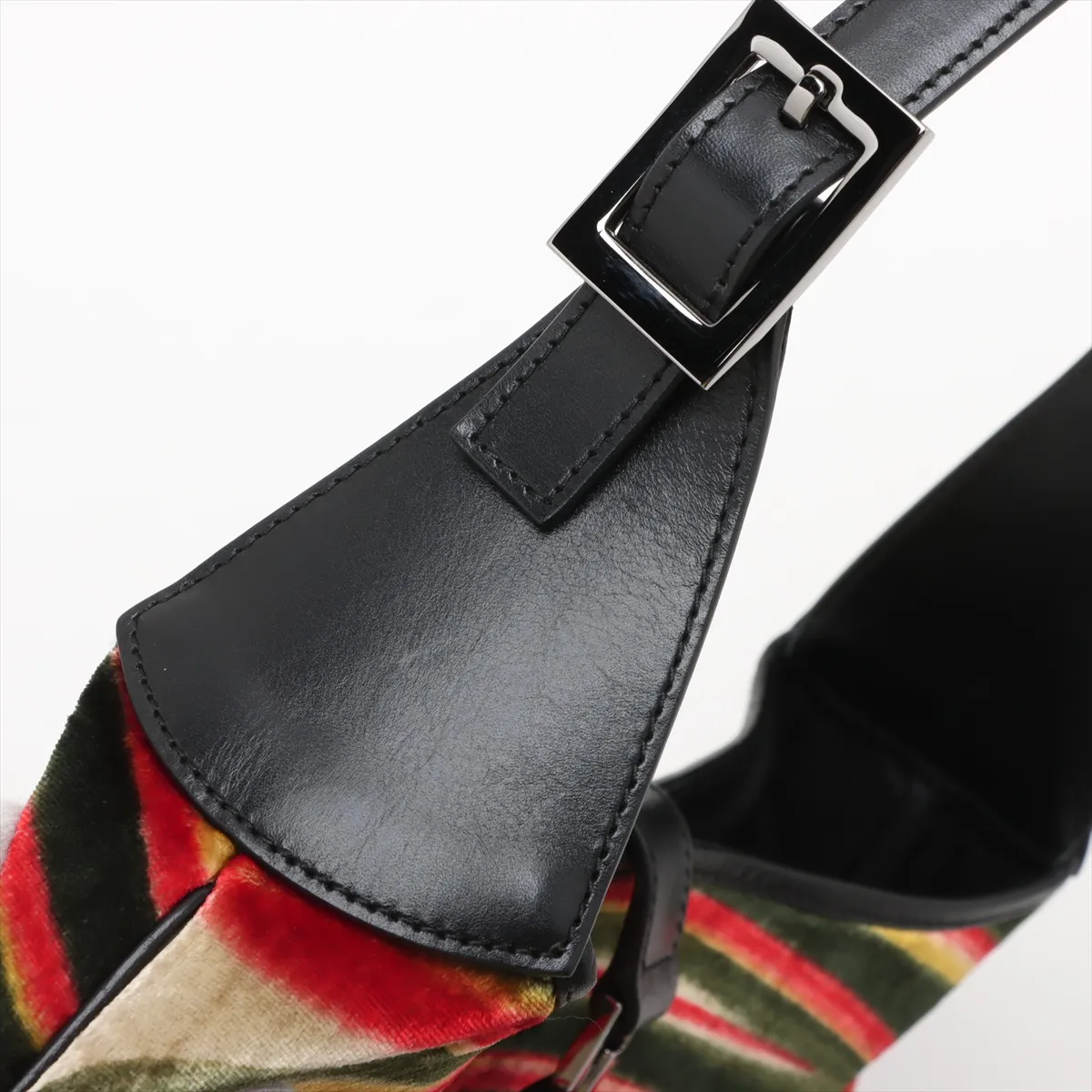 New Jackie Velvet x Leather Shoulder Bag Black — view 11