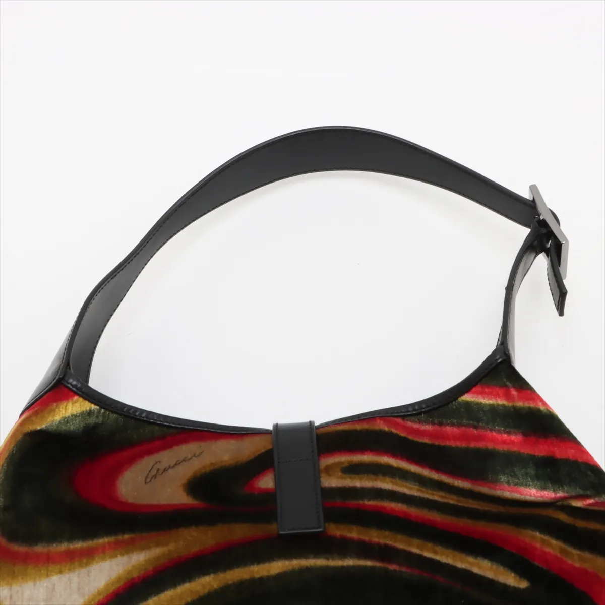 New Jackie Velvet x Leather Shoulder Bag Black — view 6
