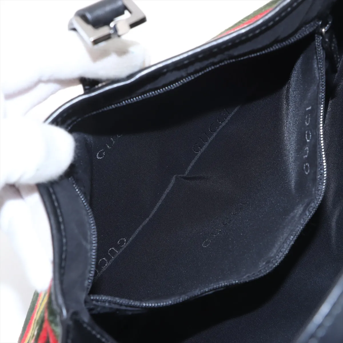 New Jackie Velvet x Leather Shoulder Bag Black — view 8