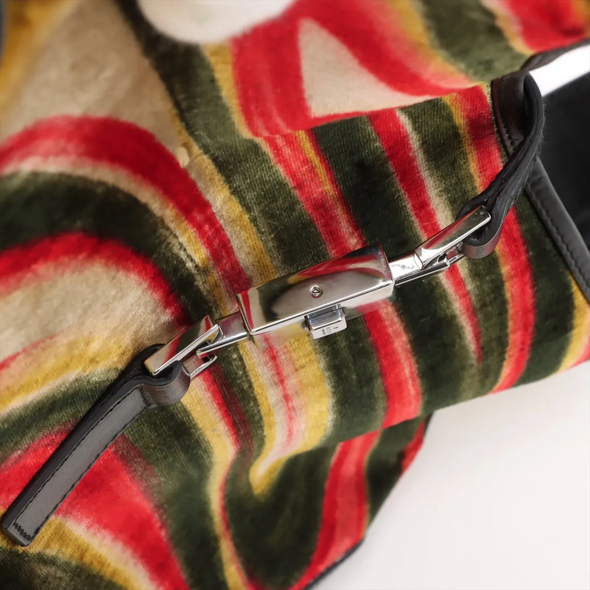 New Jackie Velvet x Leather Shoulder Bag Black — view 10