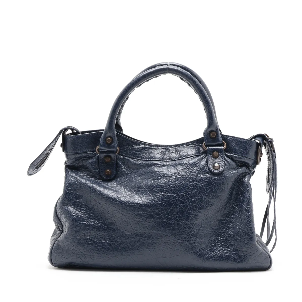 The Town 240579 Leather 2-Way Handbag Navy with Mirror — view 2