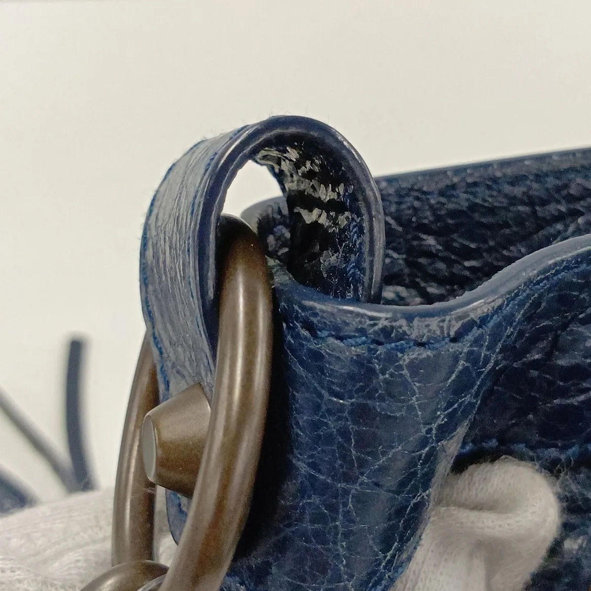 The Town 240579 Leather 2-Way Handbag Navy with Mirror — view 15