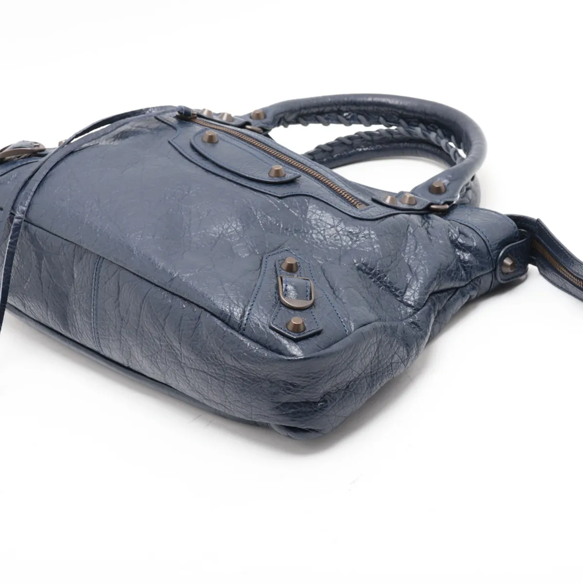 The Town 240579 Leather 2-Way Handbag Navy with Mirror — view 3