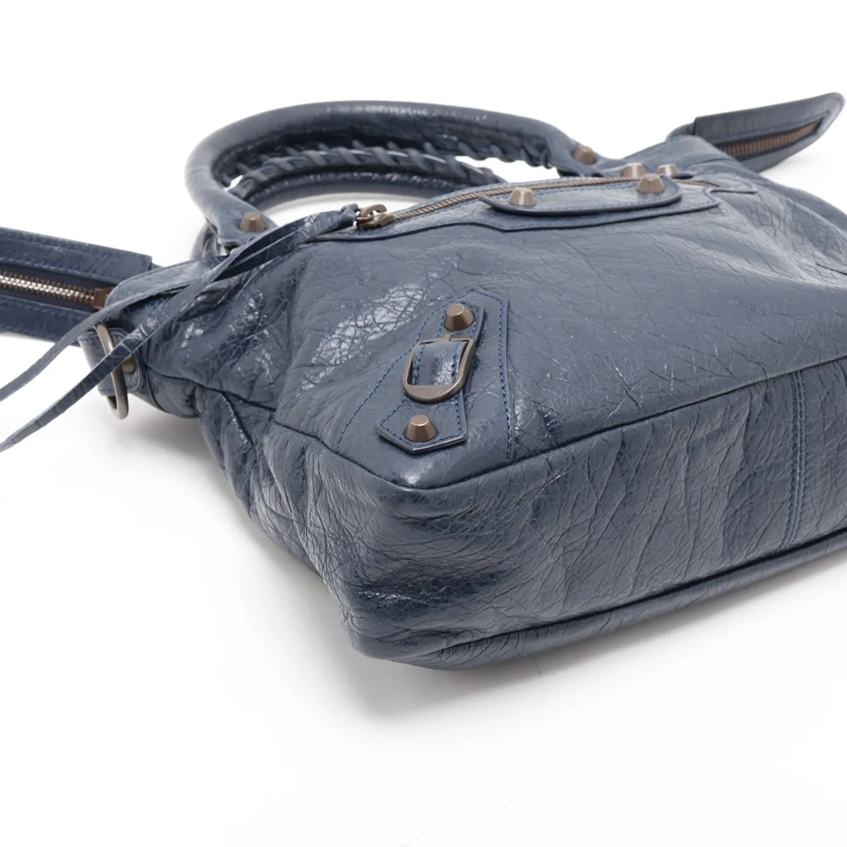 The Town 240579 Leather 2-Way Handbag Navy with Mirror — view 4