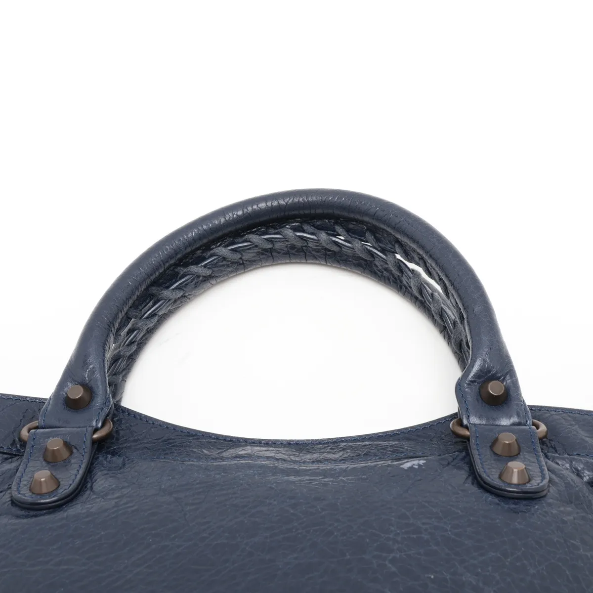 The Town 240579 Leather 2-Way Handbag Navy with Mirror — view 6