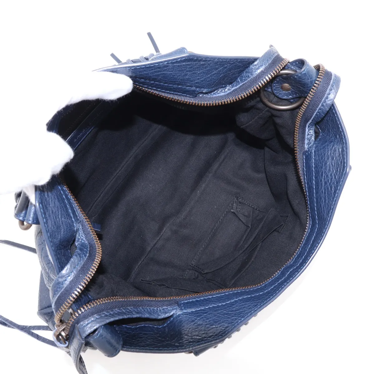 The Town 240579 Leather 2-Way Handbag Navy with Mirror — view 8