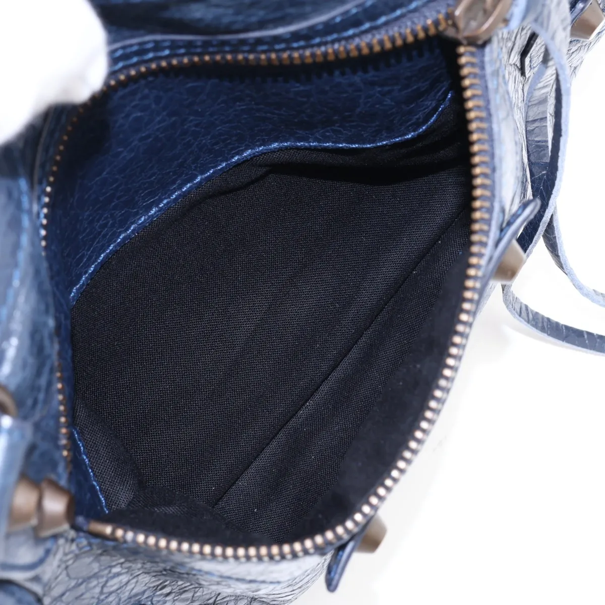 The Town 240579 Leather 2-Way Handbag Navy with Mirror — view 10