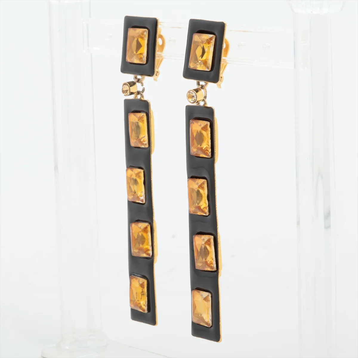 earrings (for both ears), GP x resin, black x gold. Shows signs of wear: dents, — view 3