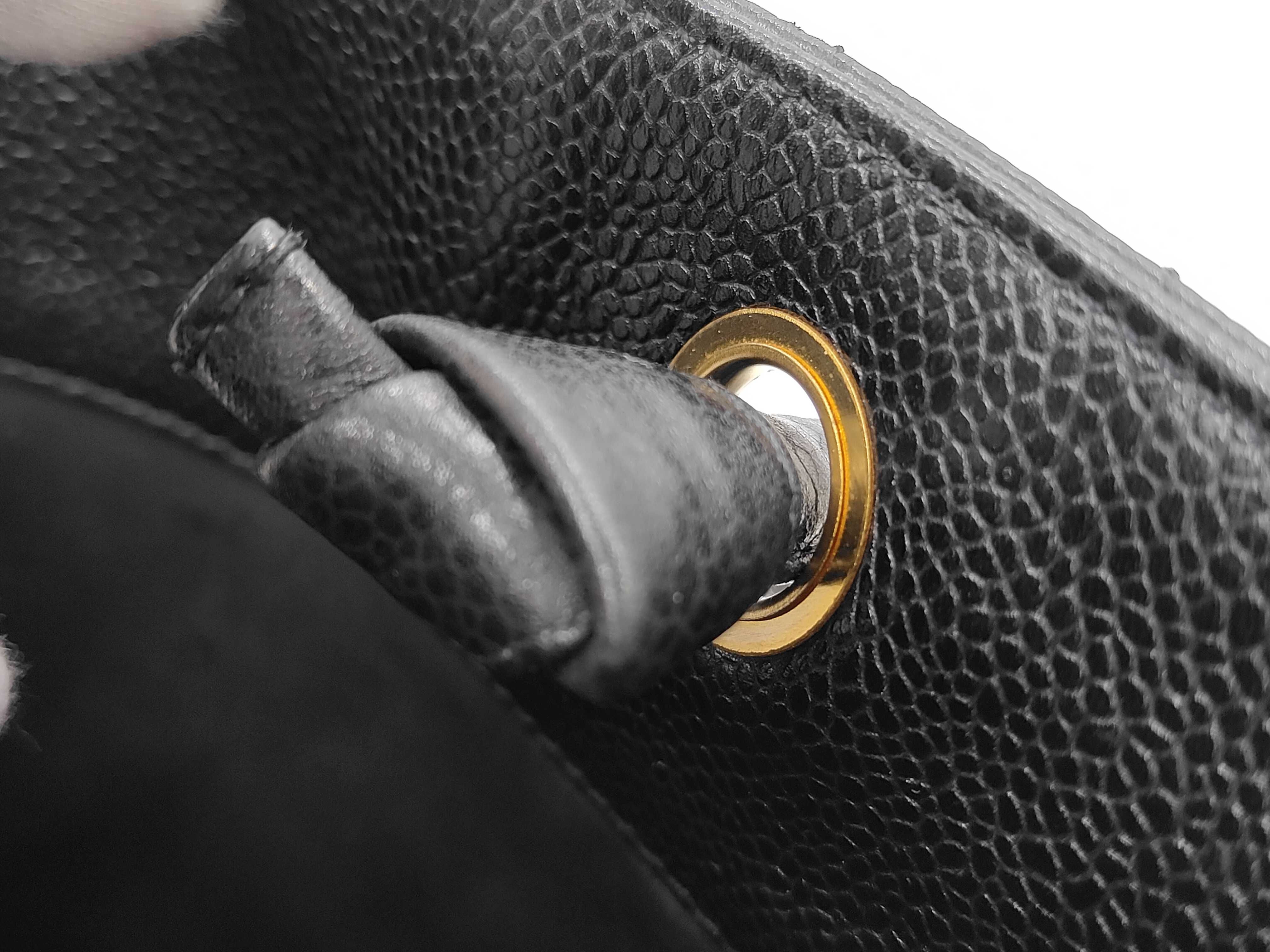 V-stitch caviar leather tote bag, green with gold hardware, 1836160 (tote bag) — view 7