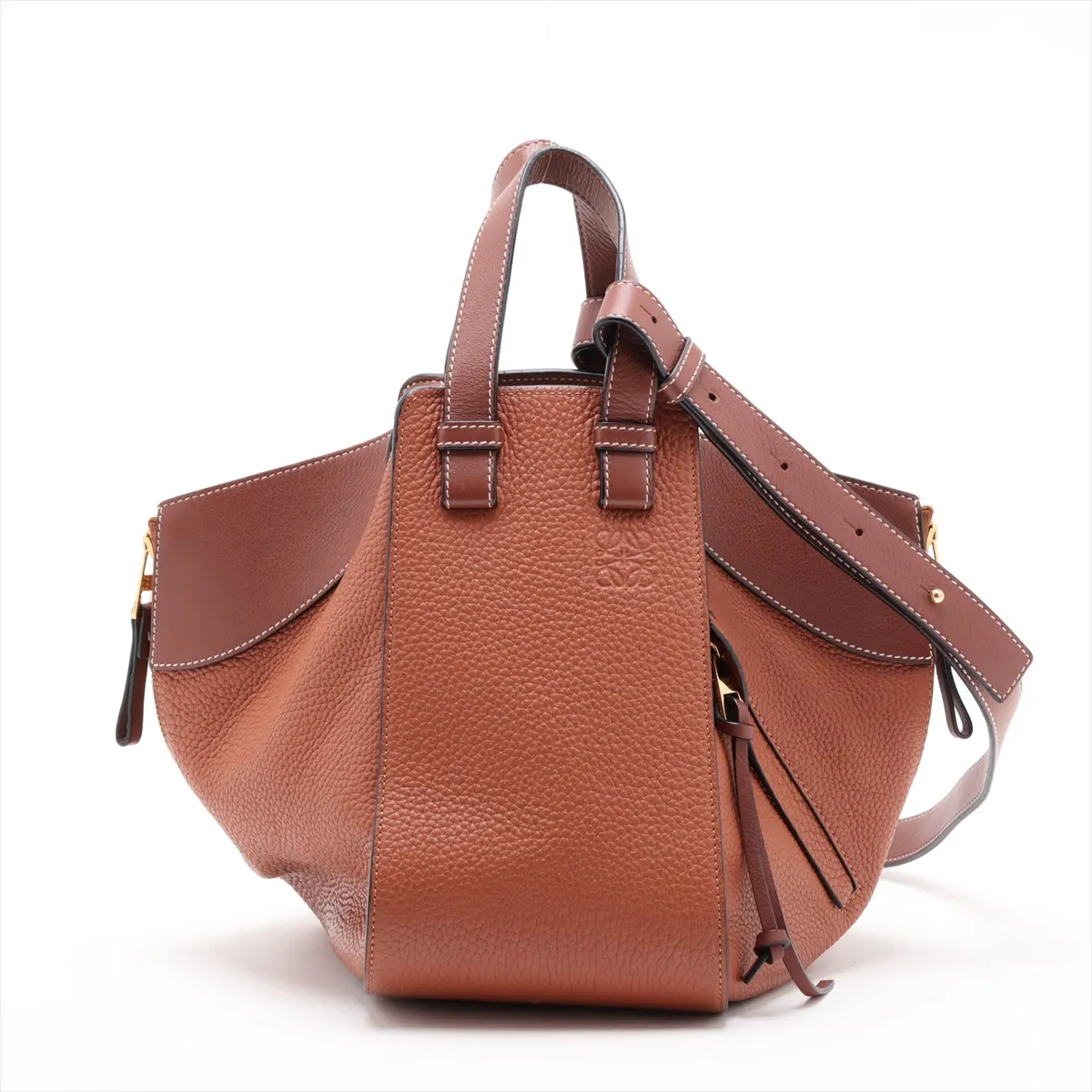 Hammock Leather 2-Way Handbag, Brown