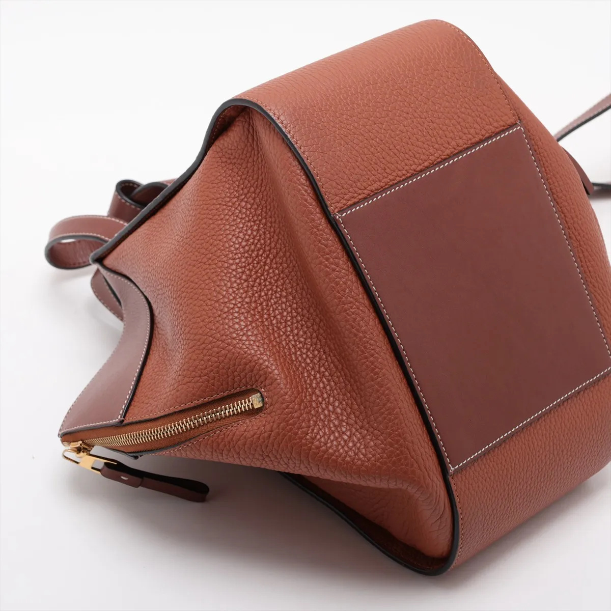 Hammock Leather 2-Way Handbag, Brown — view 4