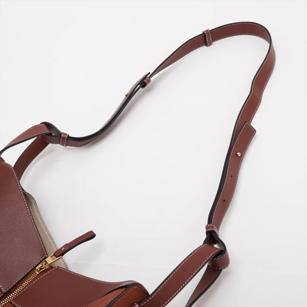 Hammock Leather 2-Way Handbag, Brown — view 7