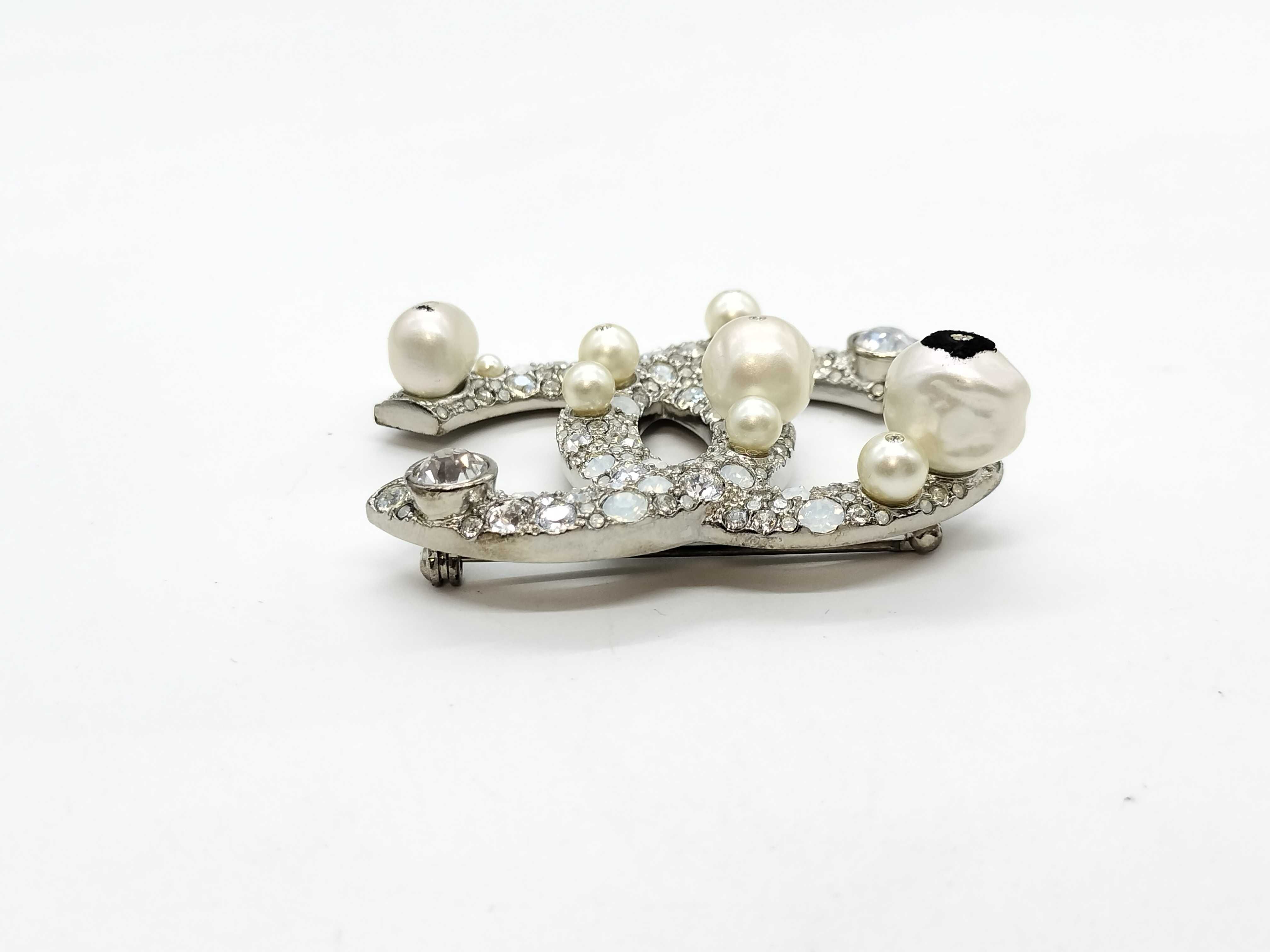 Coco Mark Rhinestone and Pearl Brooch — view 4
