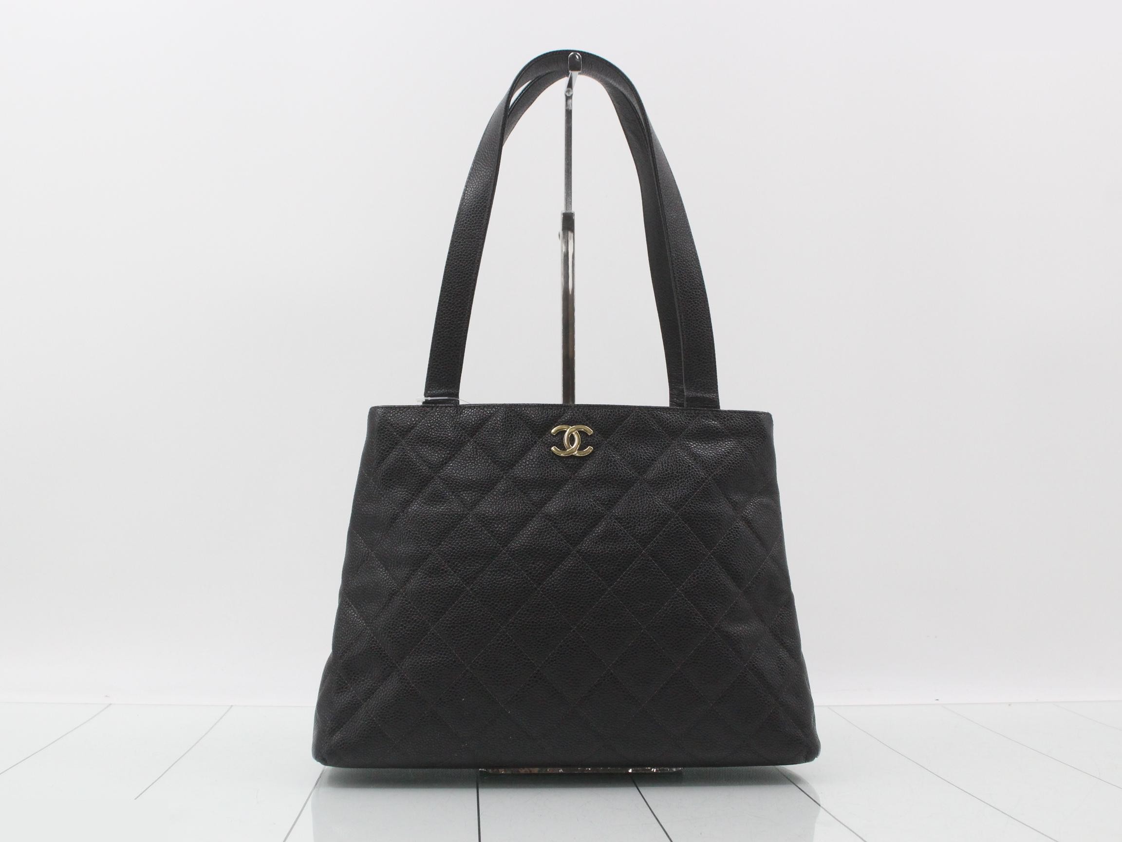 Matelassé tote bag, caviar leather