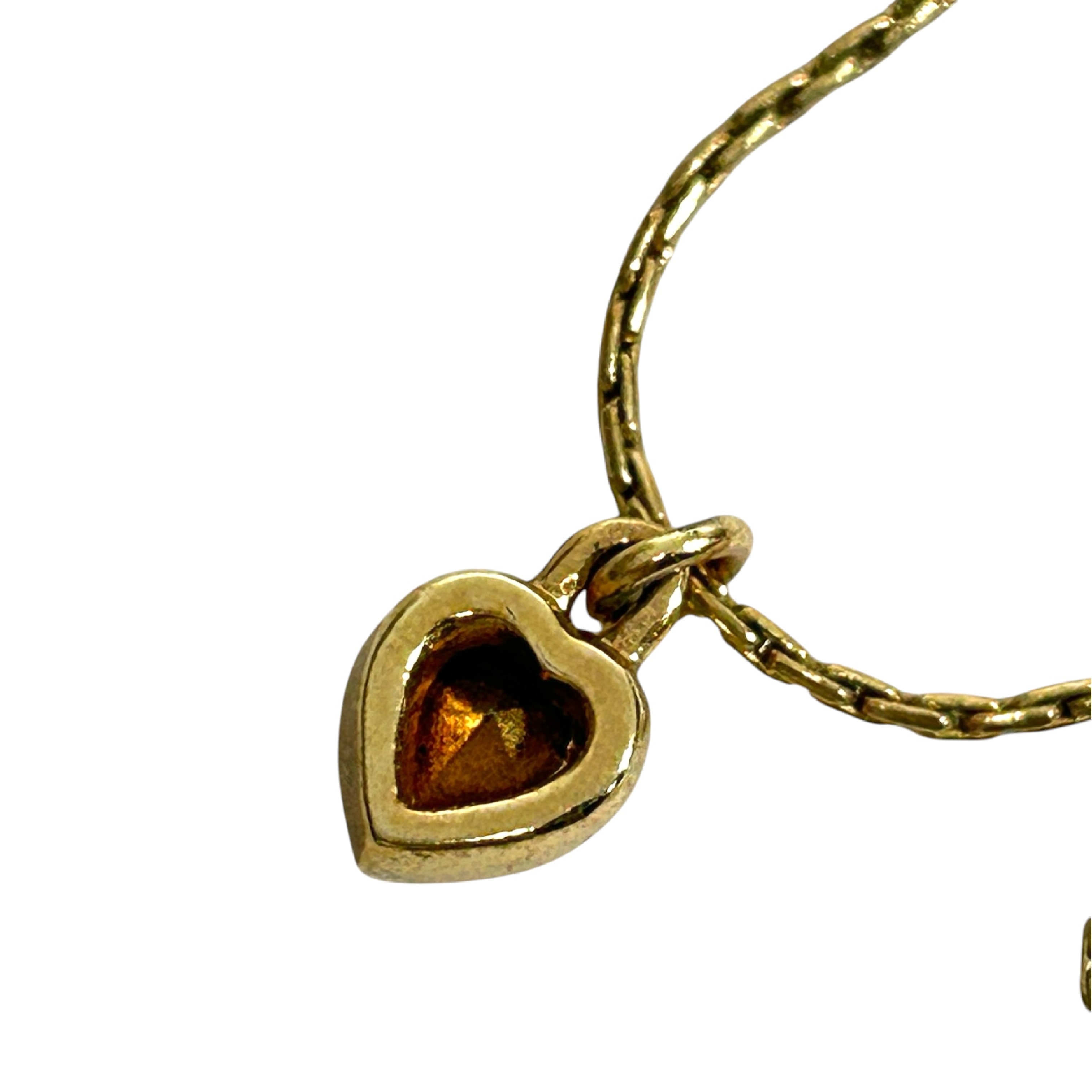 Necklace, Heart Shape, Rhinestone, 1pc, Total Length 43cm, Pendant Width 0.7cm, Gold Tone Necklace — view 4