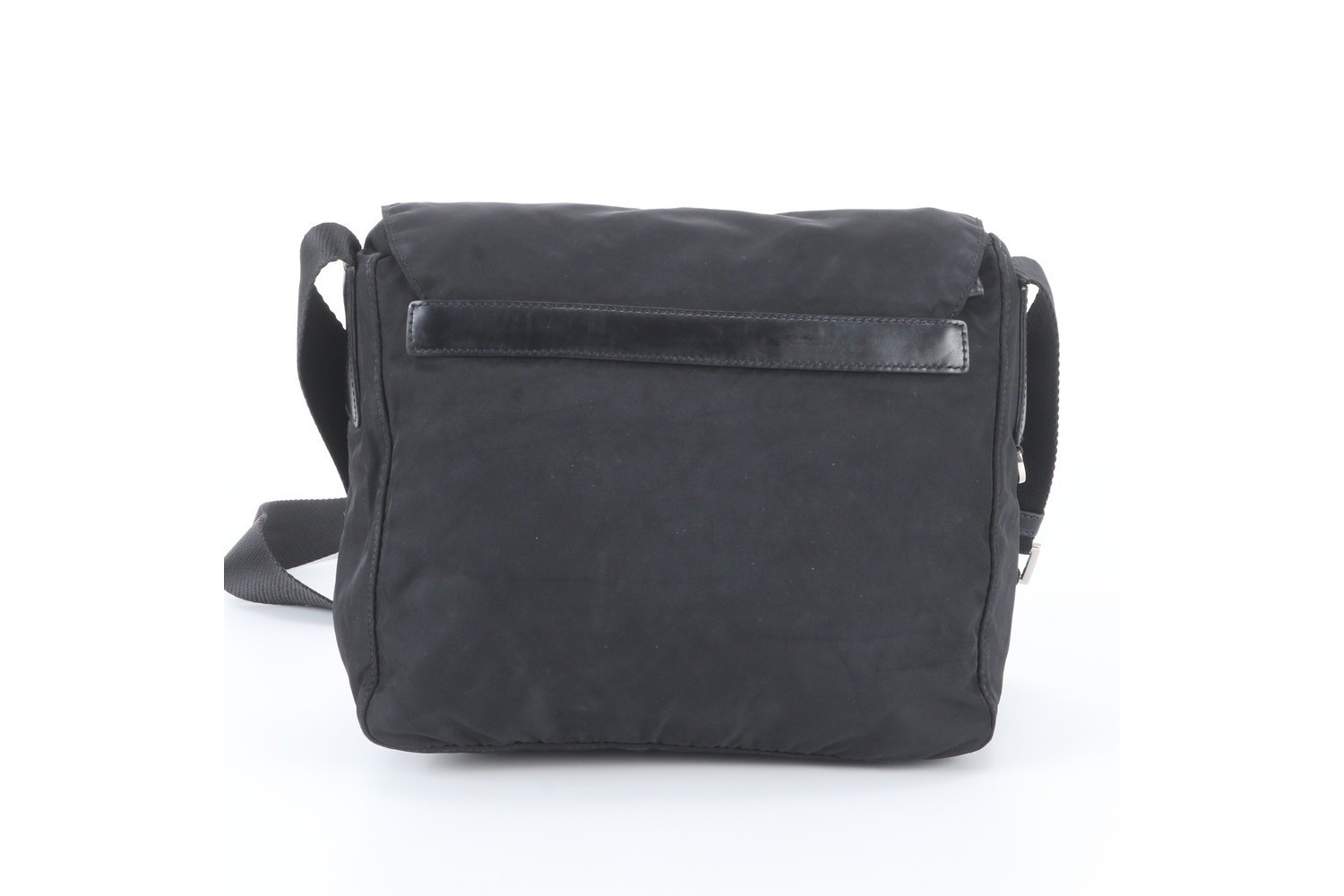 Tessuto Nylon Triangle Logo Leather Shoulder Bag — view 3