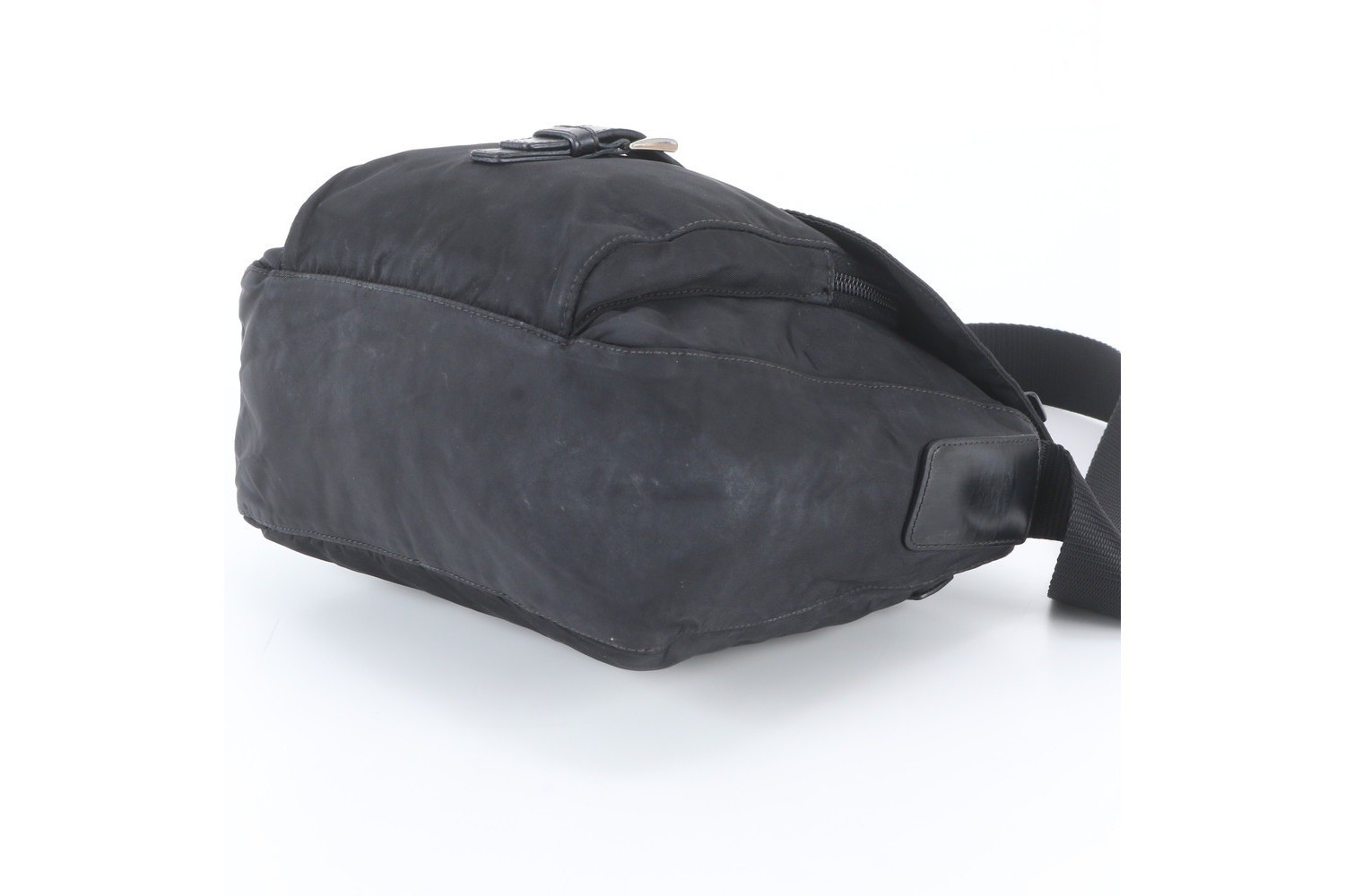 Tessuto Nylon Triangle Logo Leather Shoulder Bag — view 4