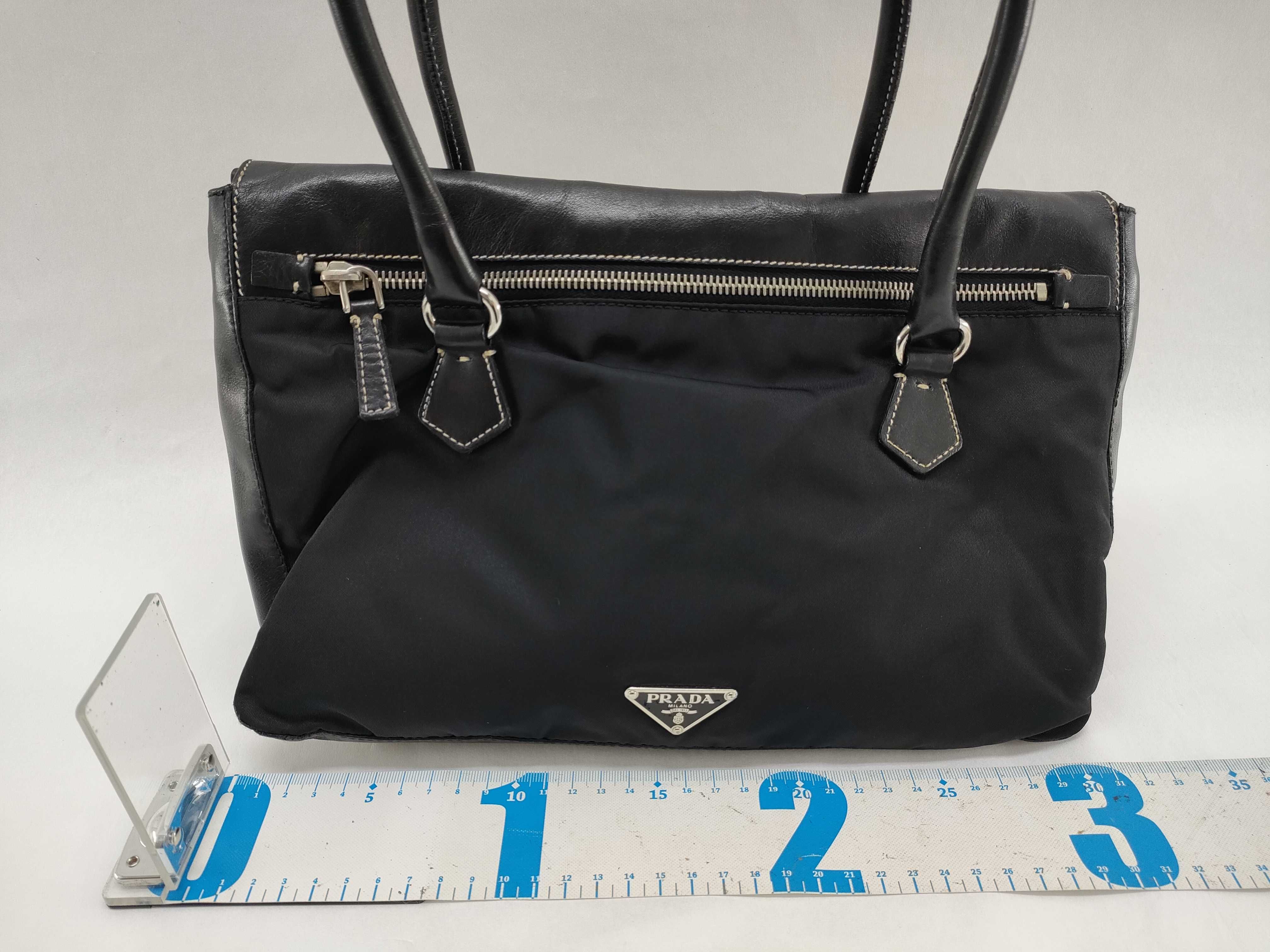 Nylon Push-Lock Leather Nylon Shoulder Bag — view 2