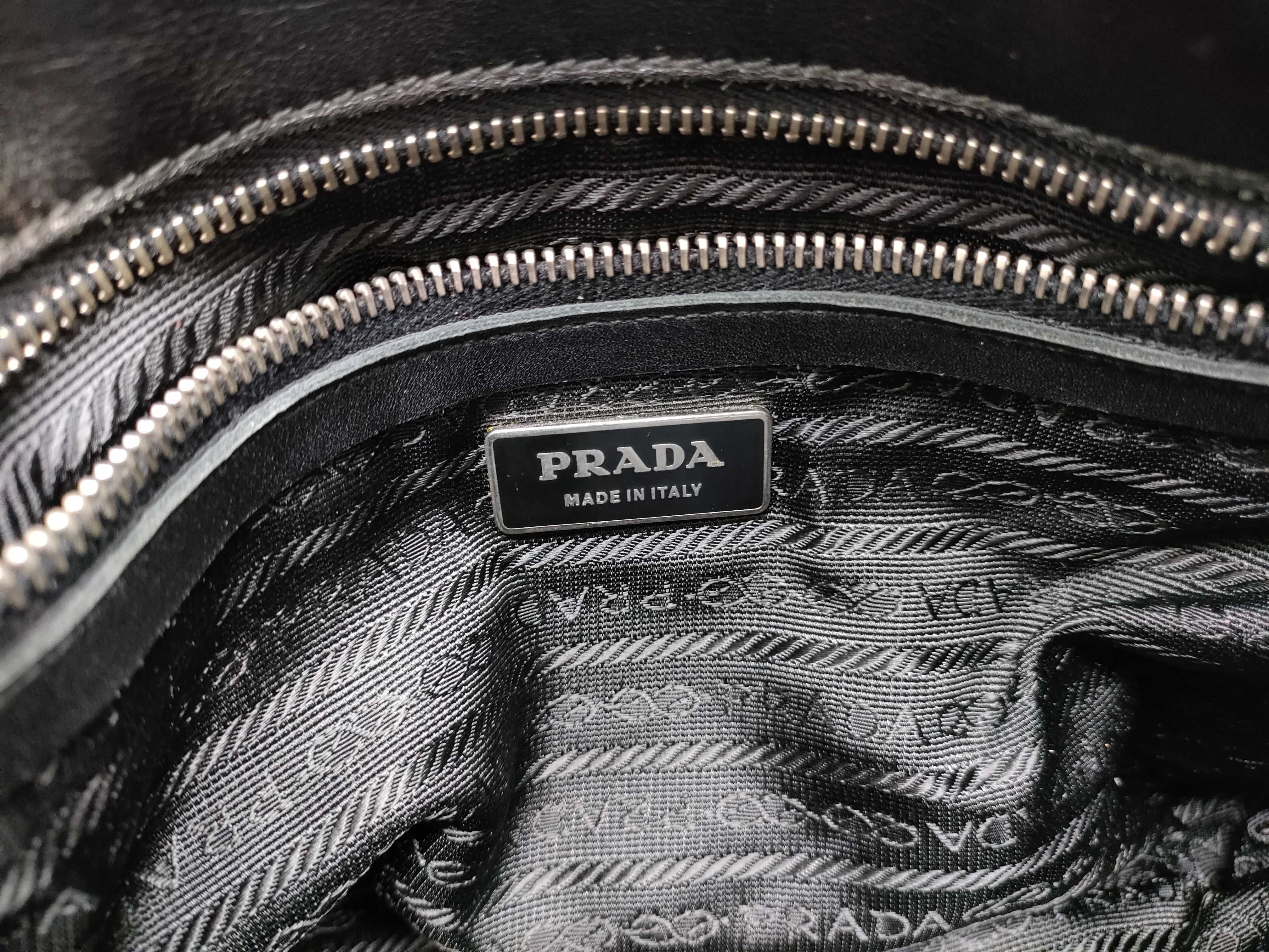 Nylon Push-Lock Leather Nylon Shoulder Bag — view 12