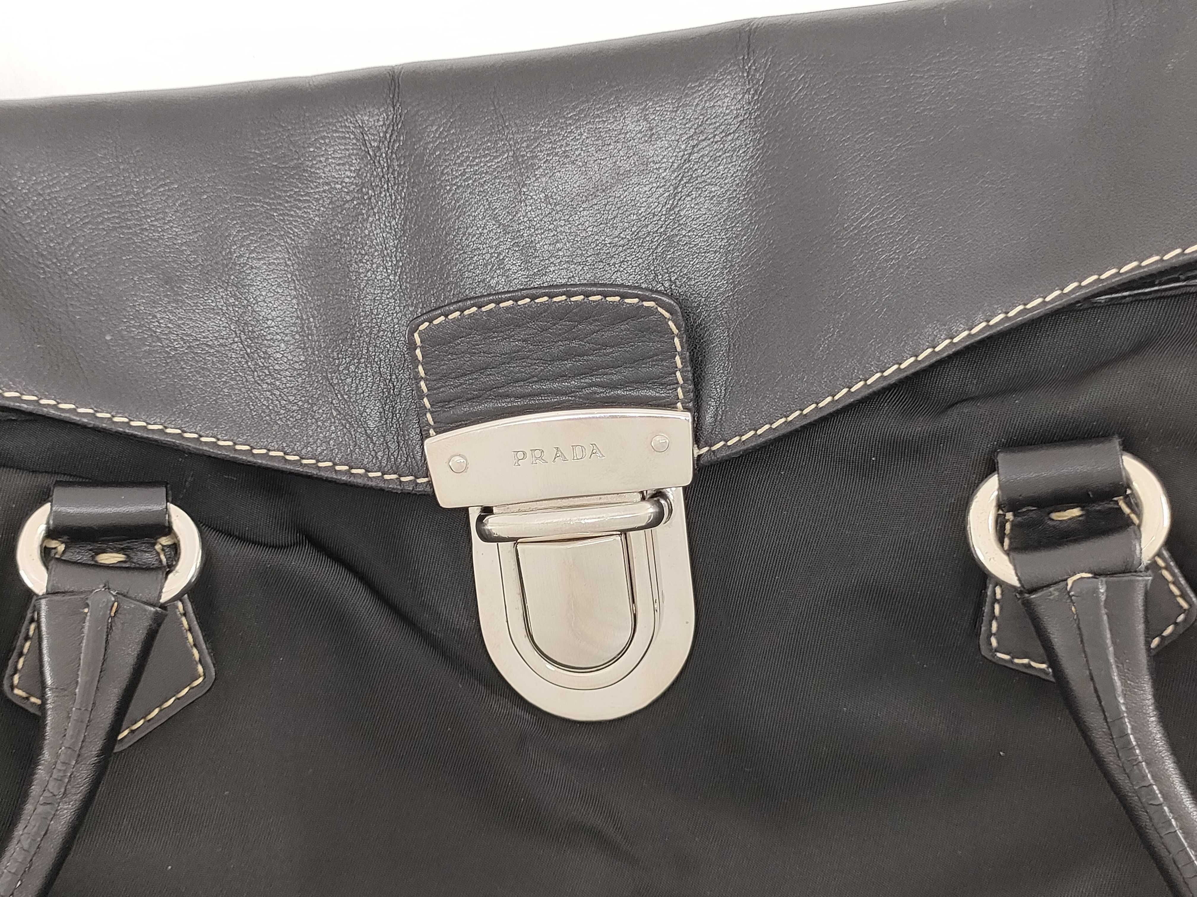Nylon Push-Lock Leather Nylon Shoulder Bag — view 14