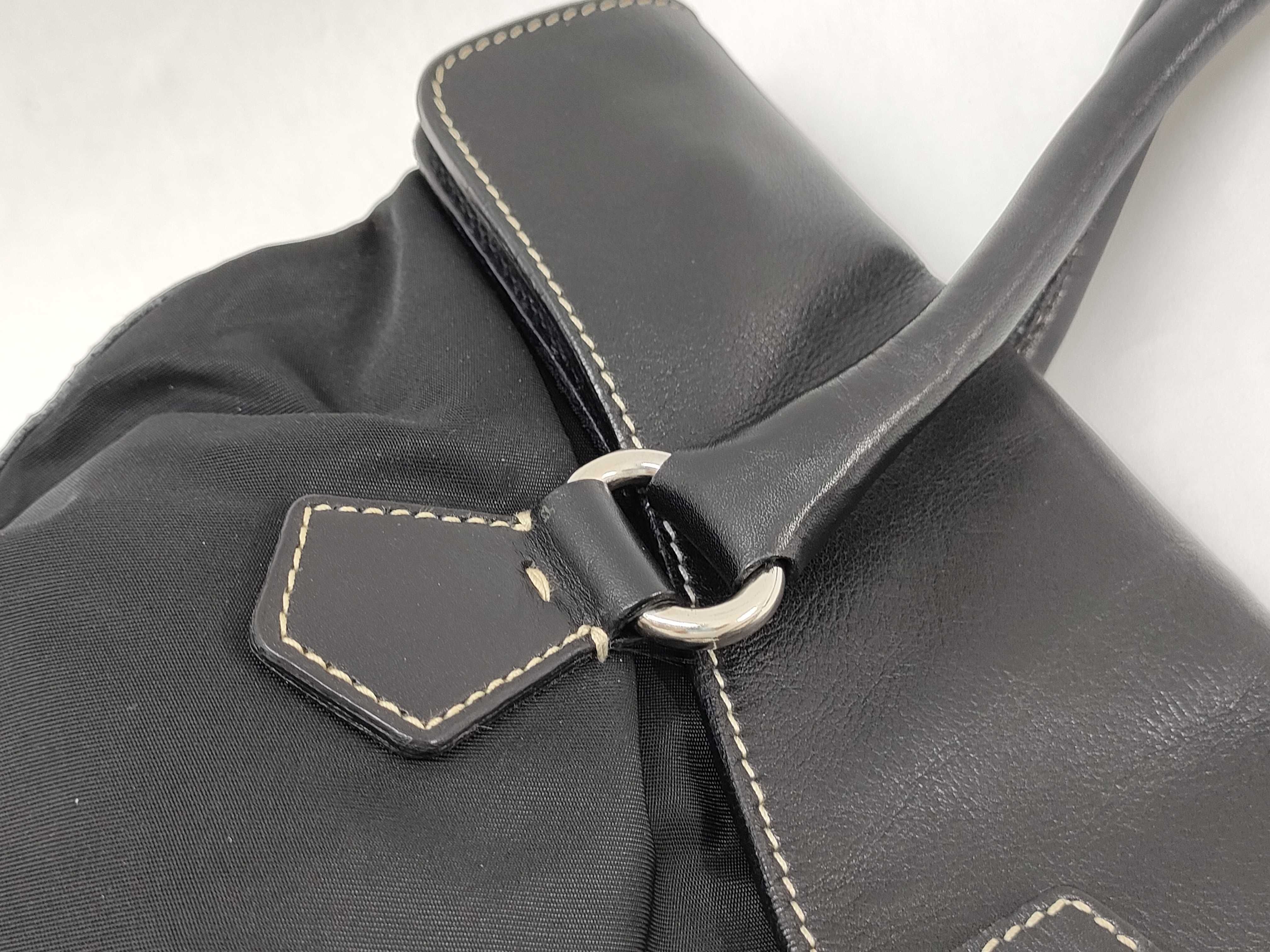 Nylon Push-Lock Leather Nylon Shoulder Bag — view 5