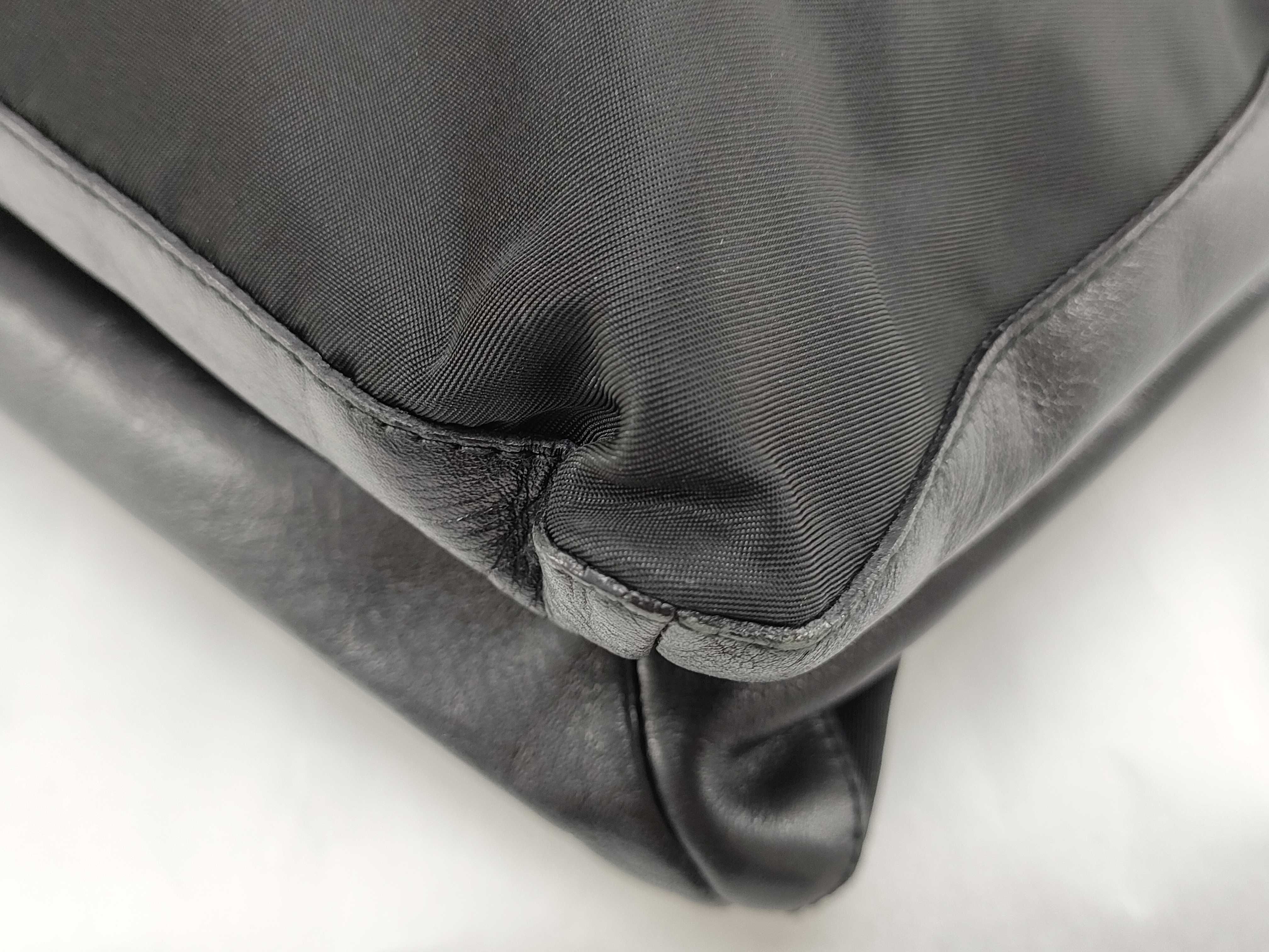 Nylon Push-Lock Leather Nylon Shoulder Bag — view 6