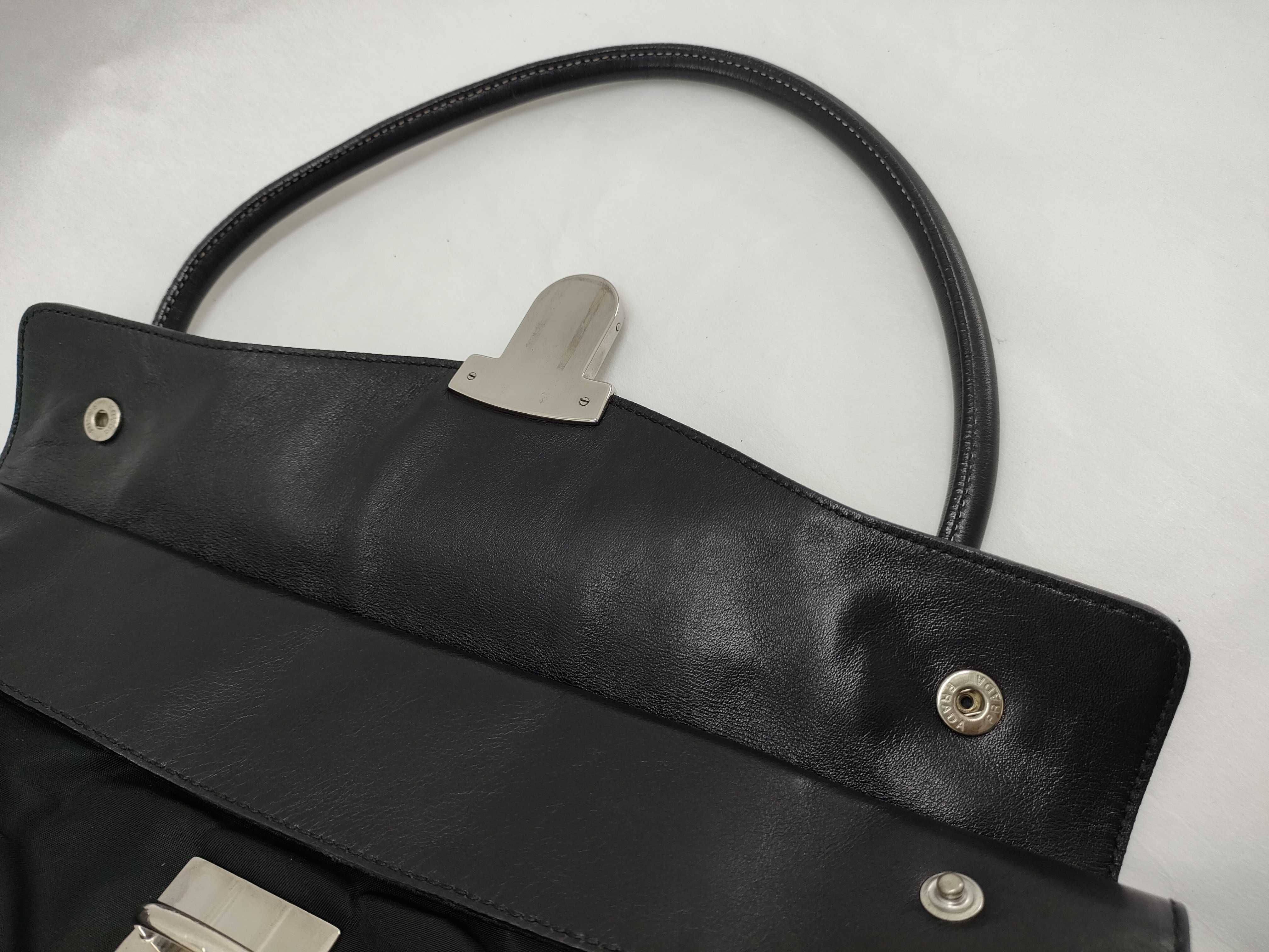 Nylon Push-Lock Leather Nylon Shoulder Bag — view 8