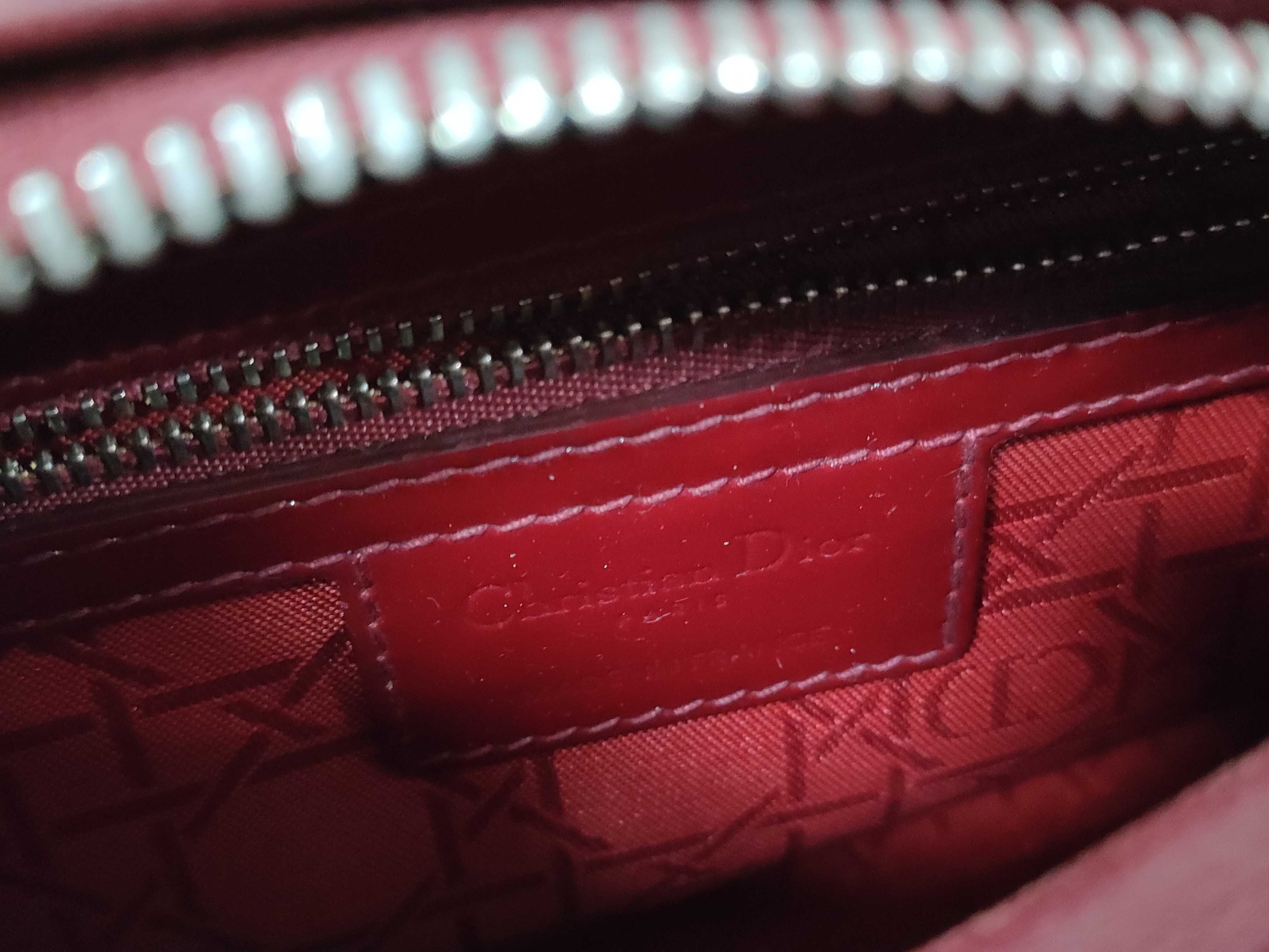 Lady Dior Patent Leather Red Handbag — view 11
