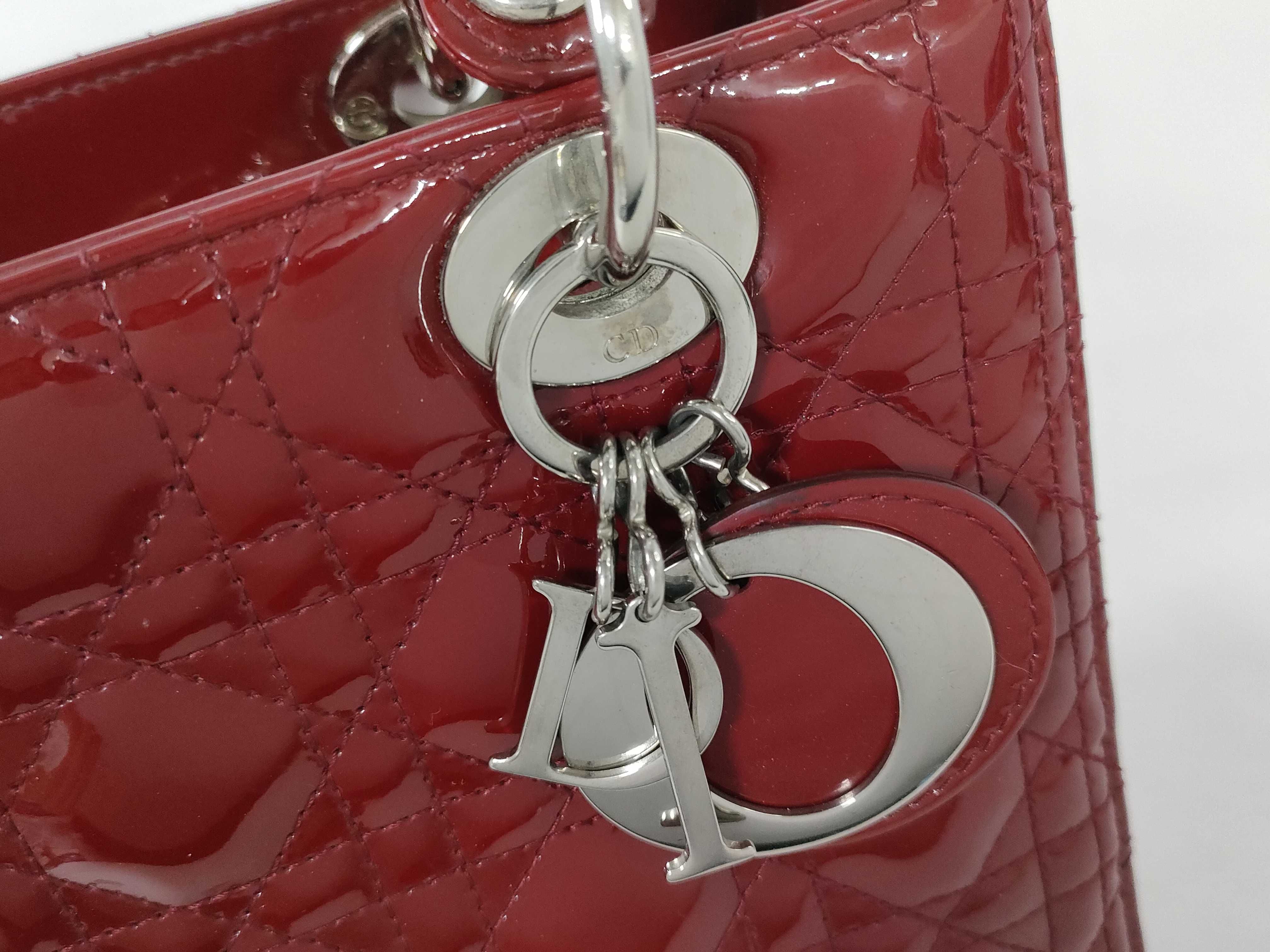 Lady Dior Patent Leather Red Handbag — view 14