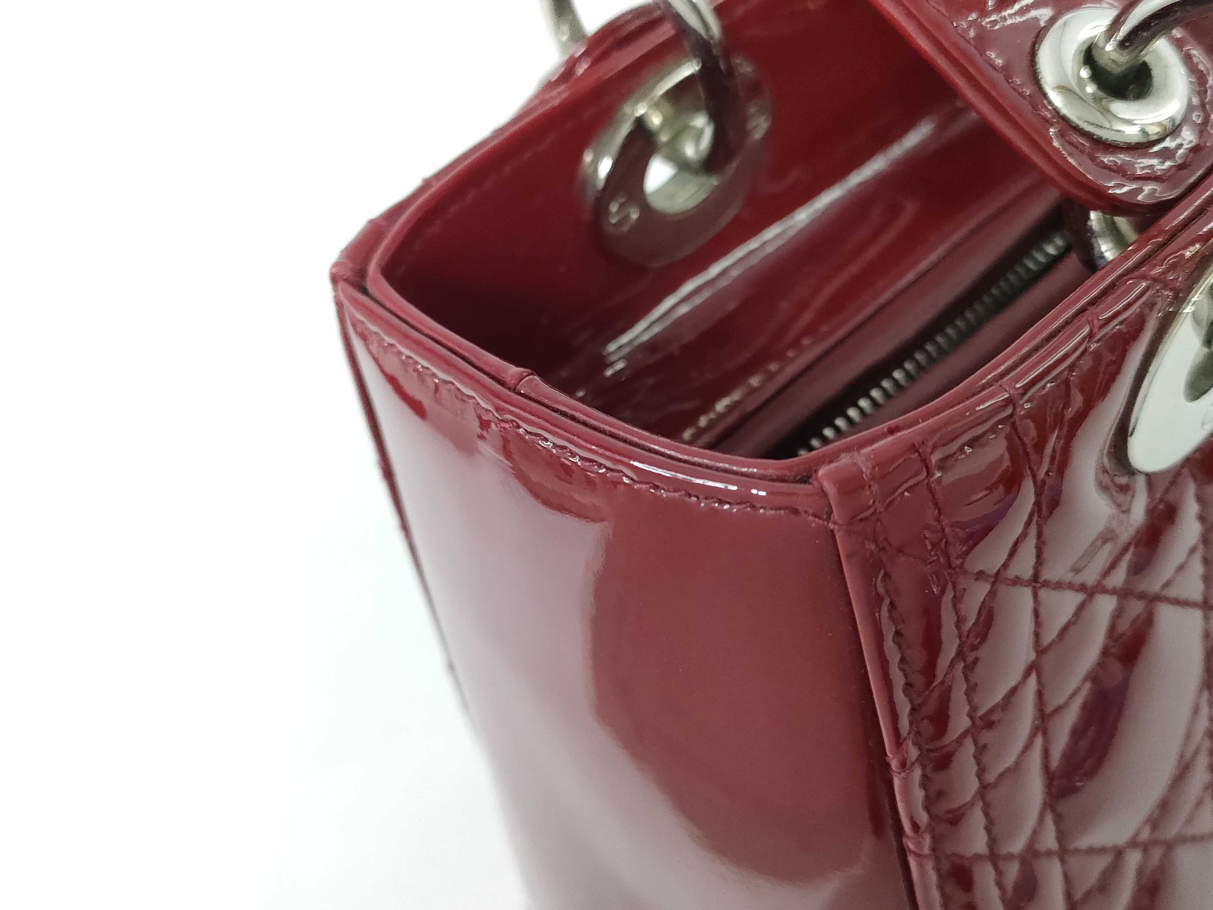 Lady Dior Patent Leather Red Handbag — view 15