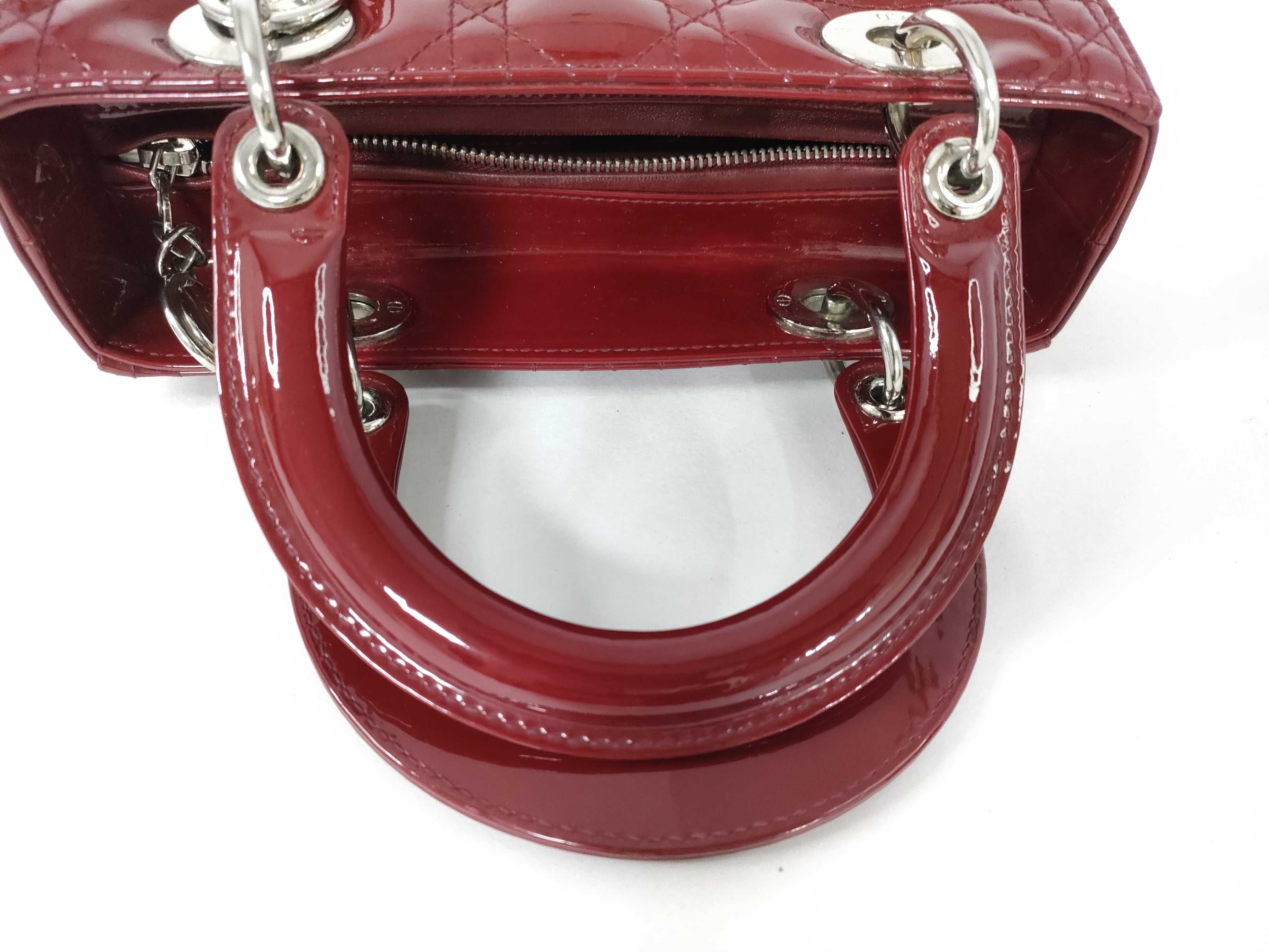 Lady Dior Patent Leather Red Handbag — view 3