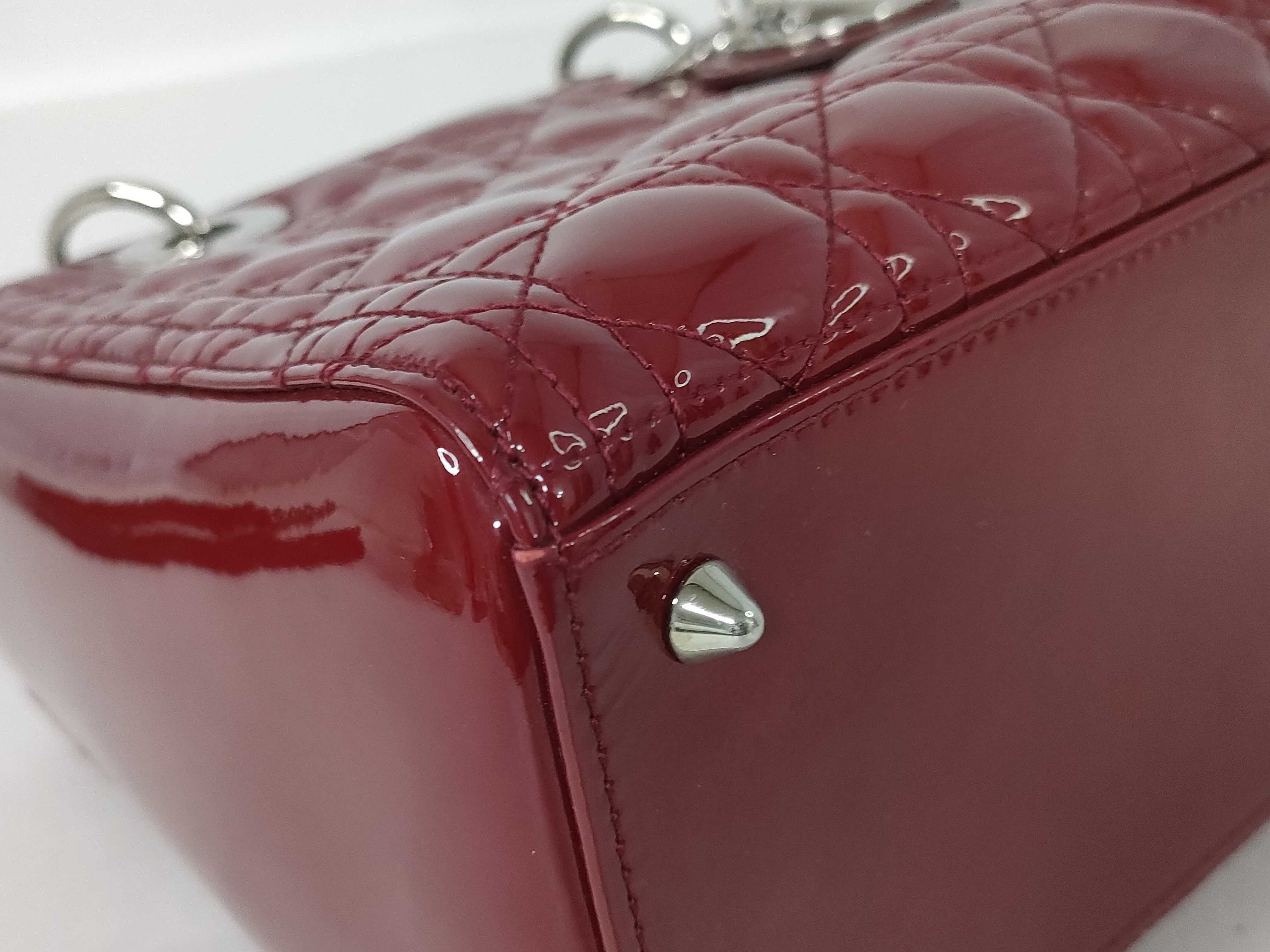 Lady Dior Patent Leather Red Handbag — view 6