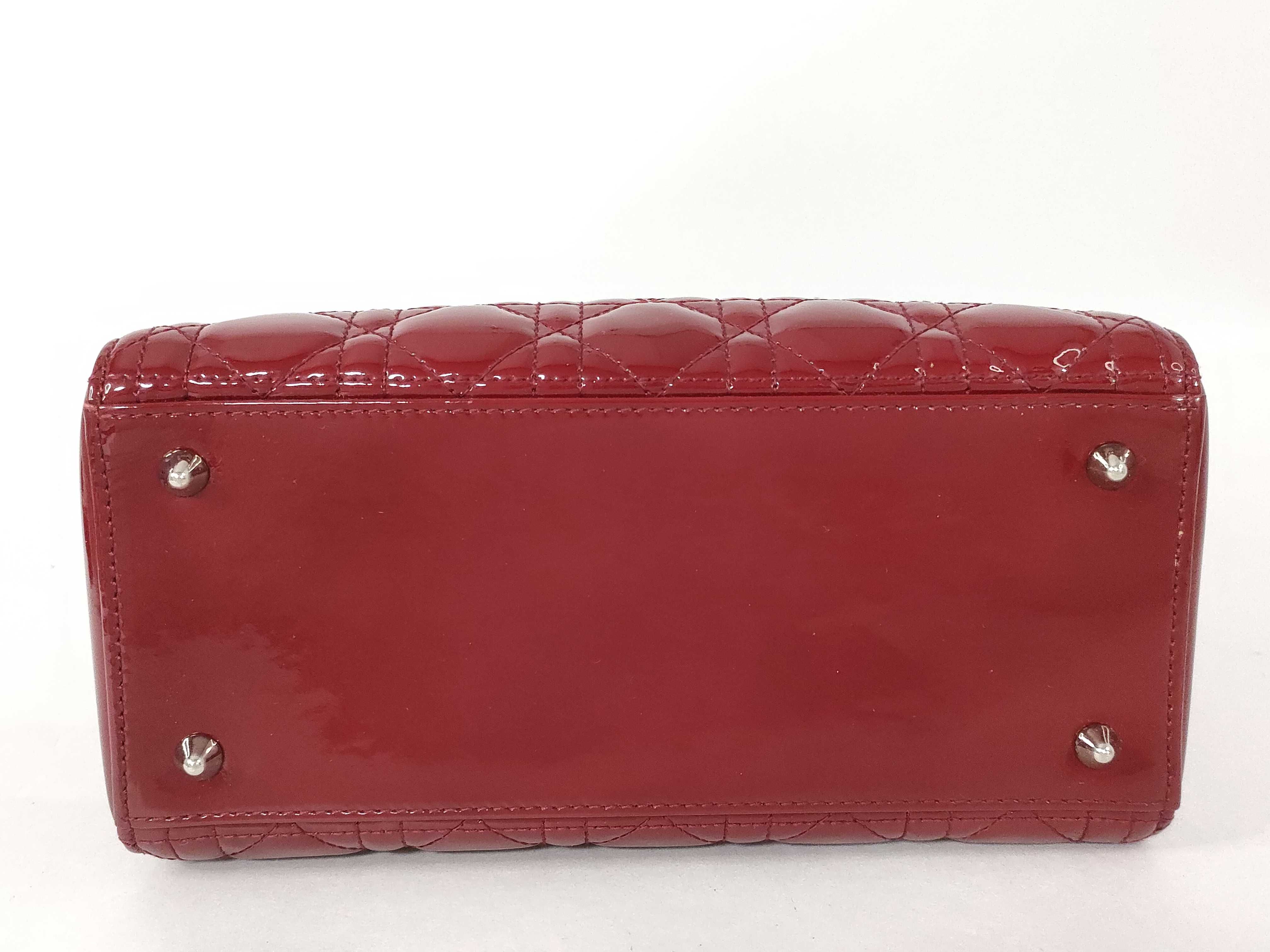 Lady Dior Patent Leather Red Handbag — view 7