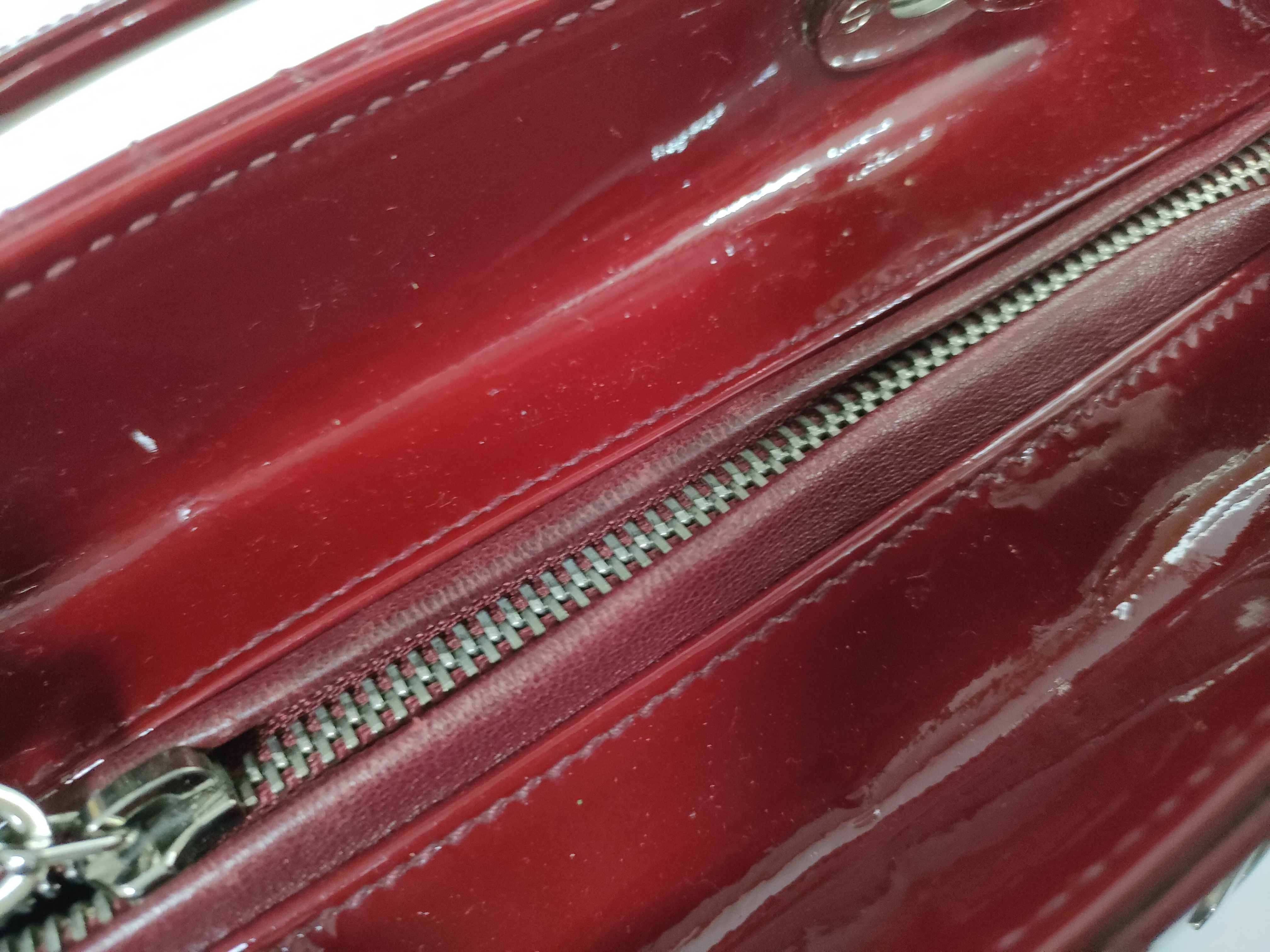Lady Dior Patent Leather Red Handbag — view 8