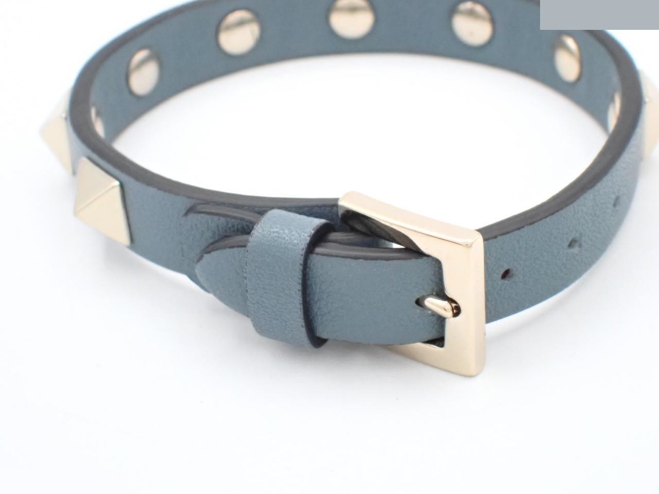 Rockstud leather blue bracelet Valentino — view 3